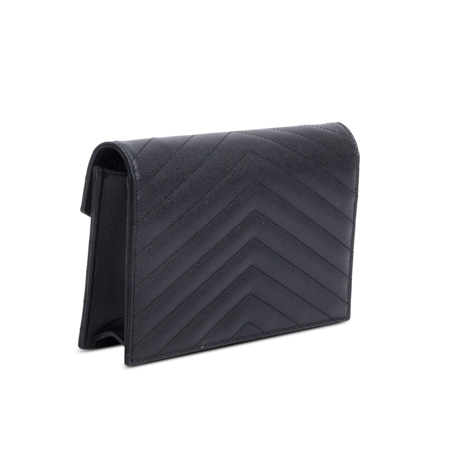 Saint Laurent Black Cassandre Matelasse Envelope Chain Wallet