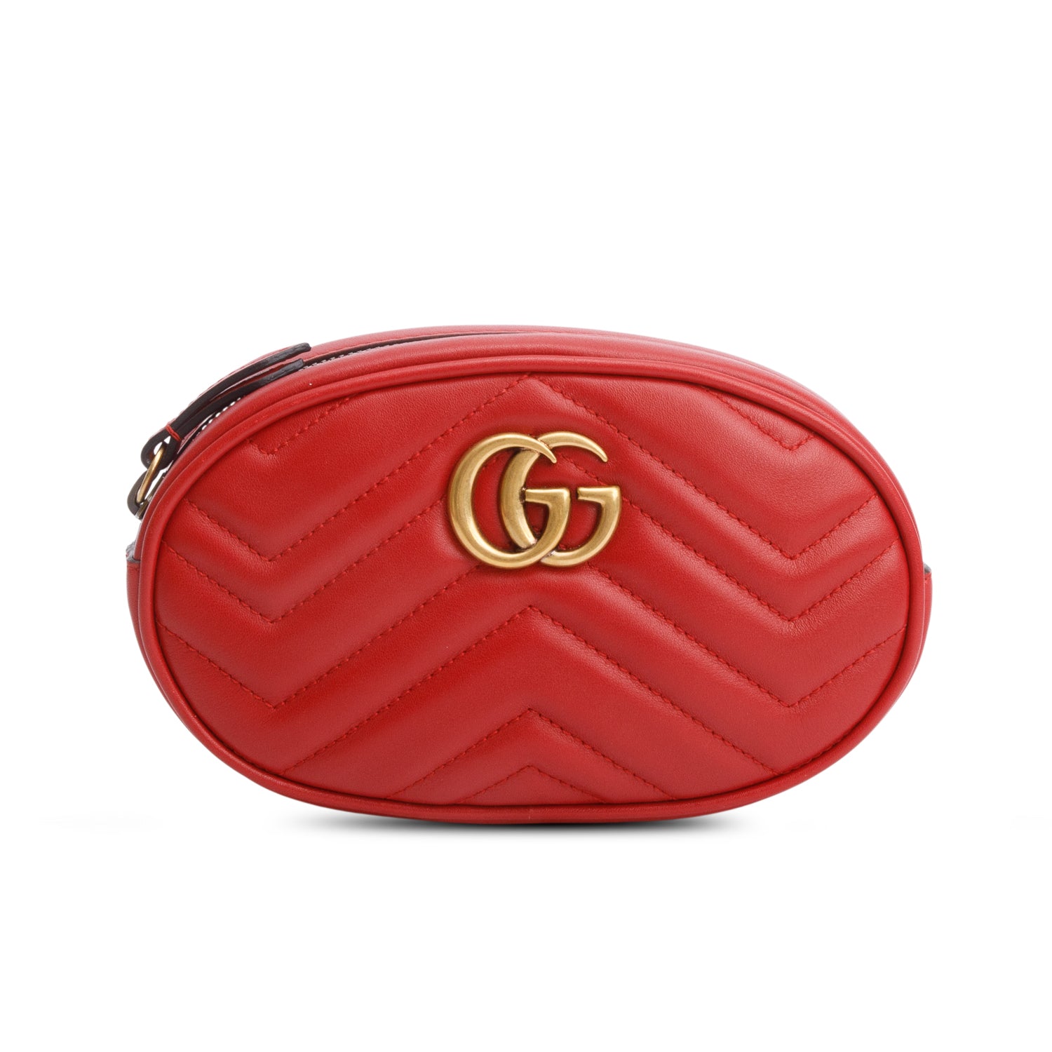 Gucci Red GG Marmont Matelasse Leather Belt Bag, Size 85 w/ Box