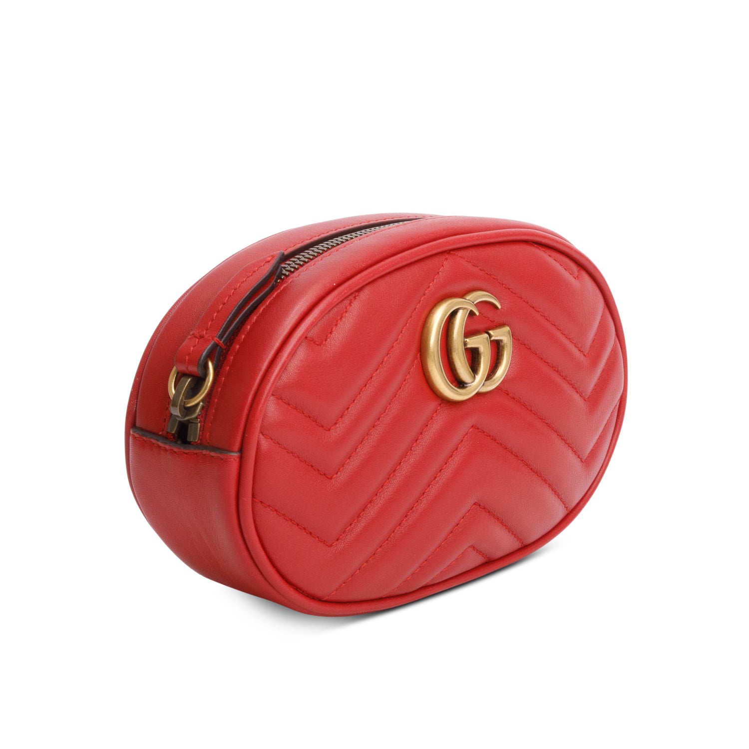 Gucci Red GG Marmont Matelasse Leather Belt Bag, Size 85 w/ Box