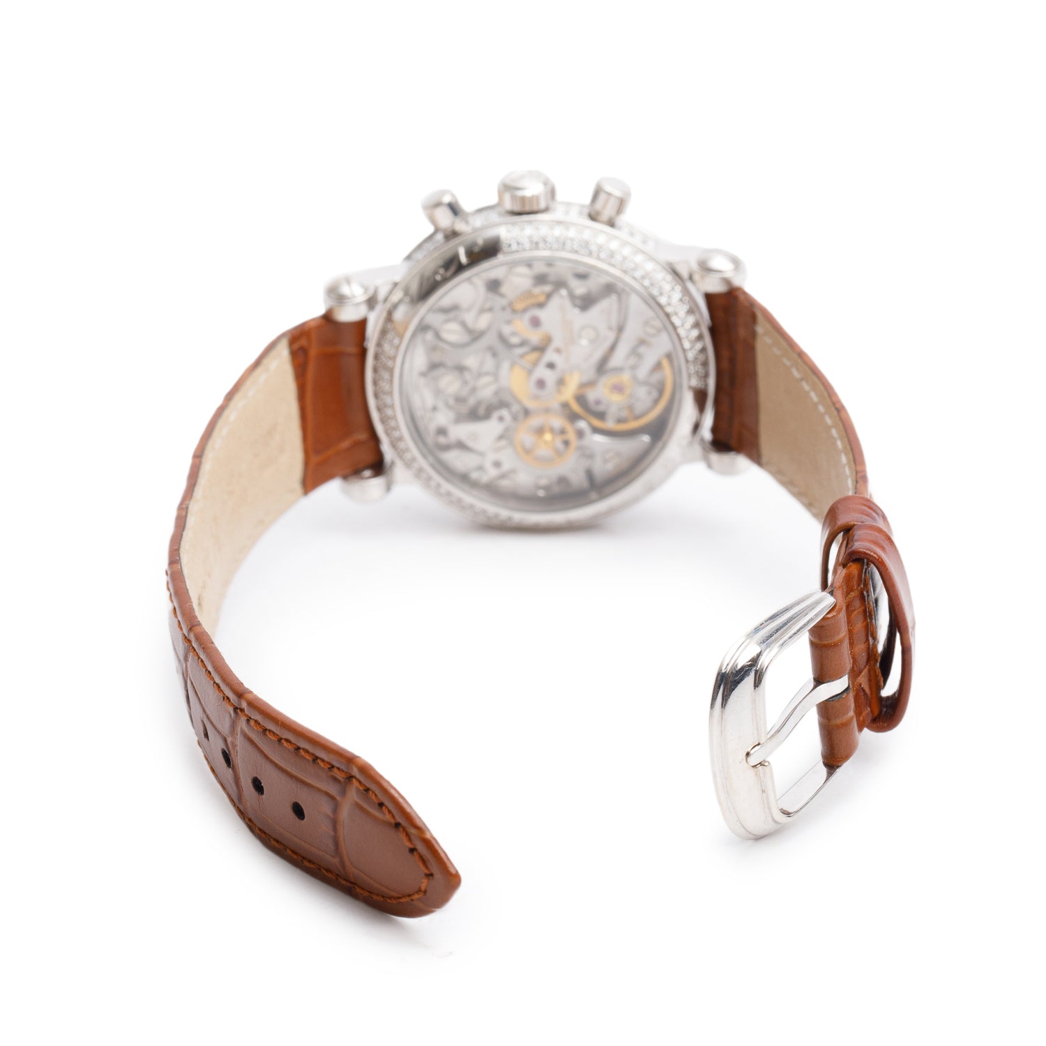 Franck Muller Platinum Pave Diamond 34 MM Chronograph Watch 2865 NAD