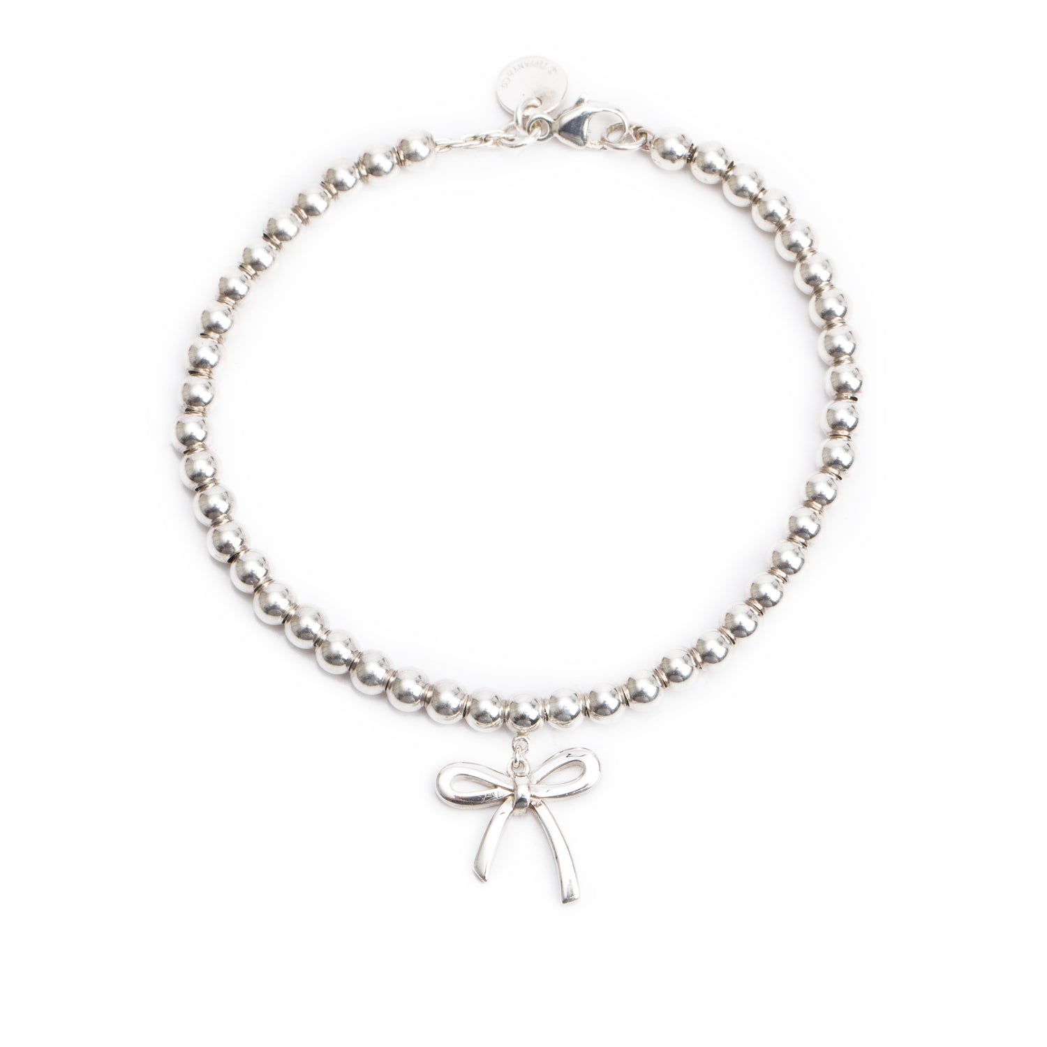 Tiffany & Co. Sterling Silver Mini Bow 4 MM Bead Bracelet