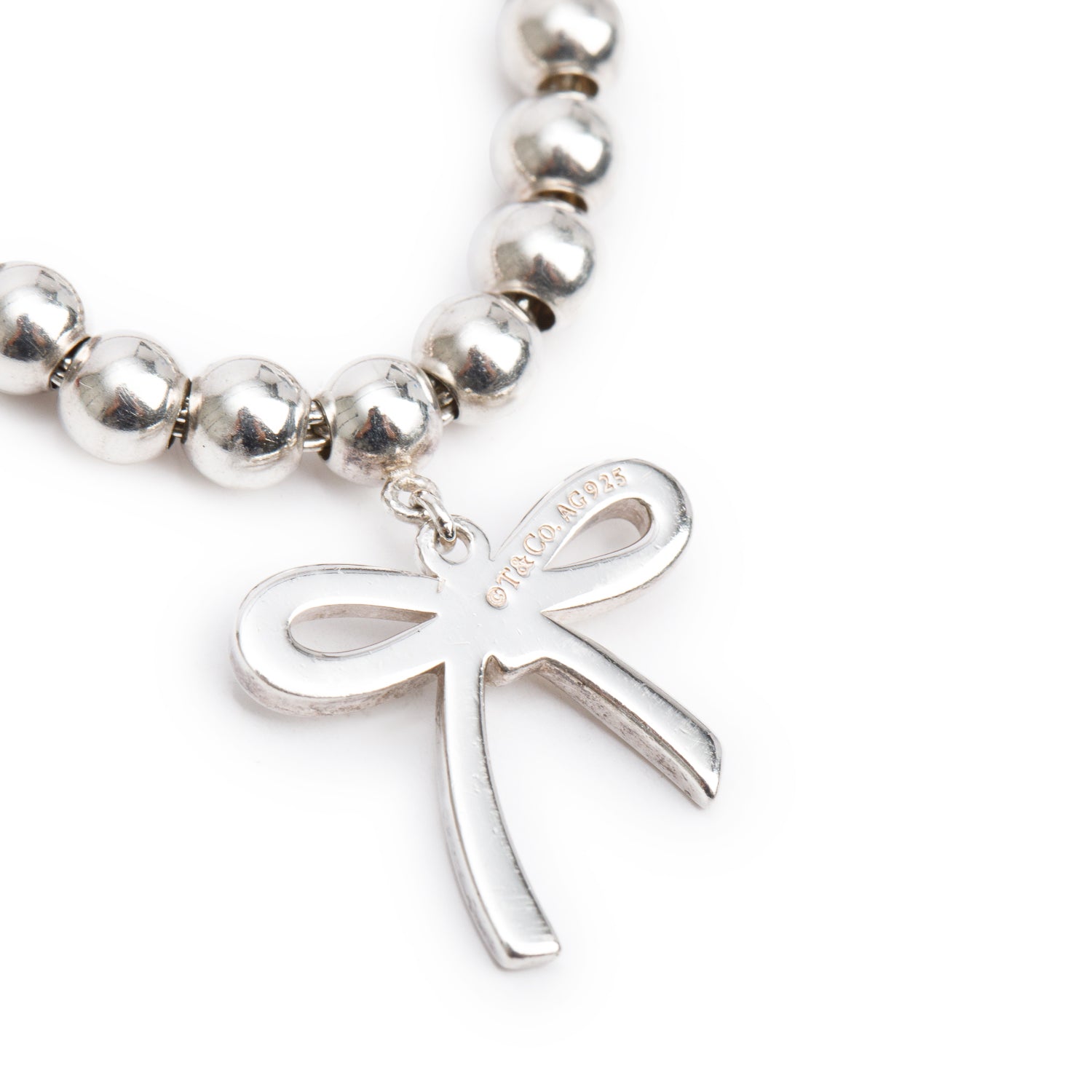 Tiffany & Co. Sterling Silver Mini Bow 4 MM Bead Bracelet