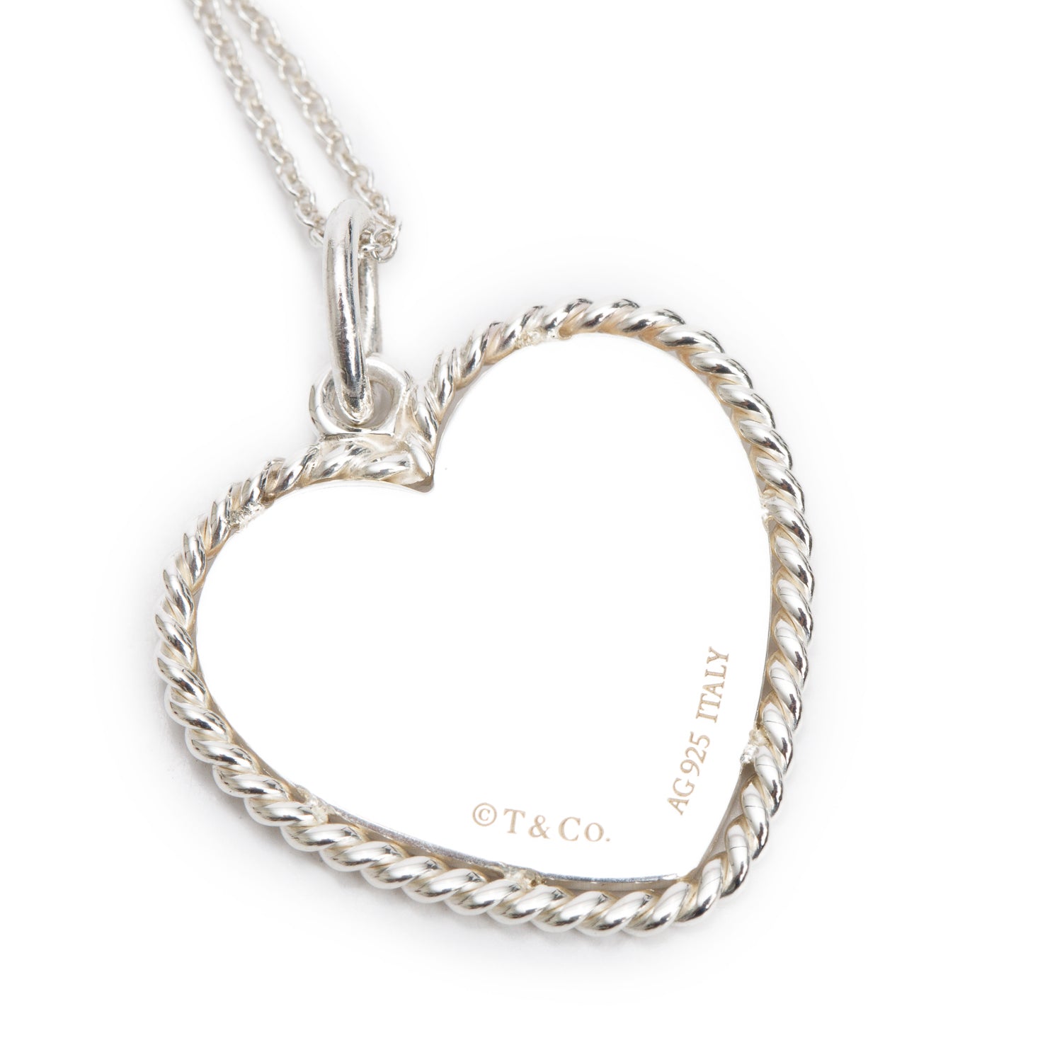 Tiffany & Co. Sterling Silver Twist Heart Charm Necklace