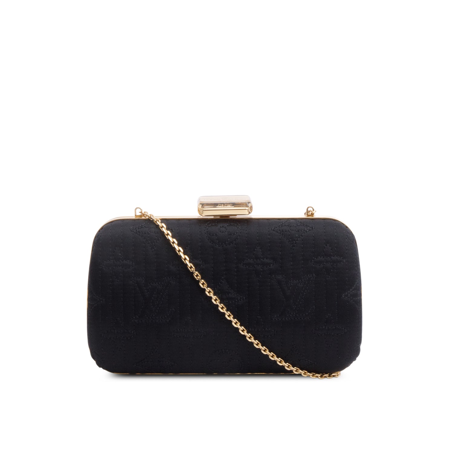 Louis Vuitton Black Satin Monogram Motard Minaudiere Clutch
