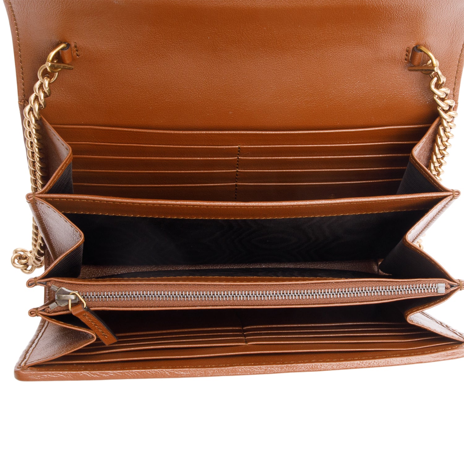 Gucci Brown GG Marmont Mini Wallet on Chain w/ Box