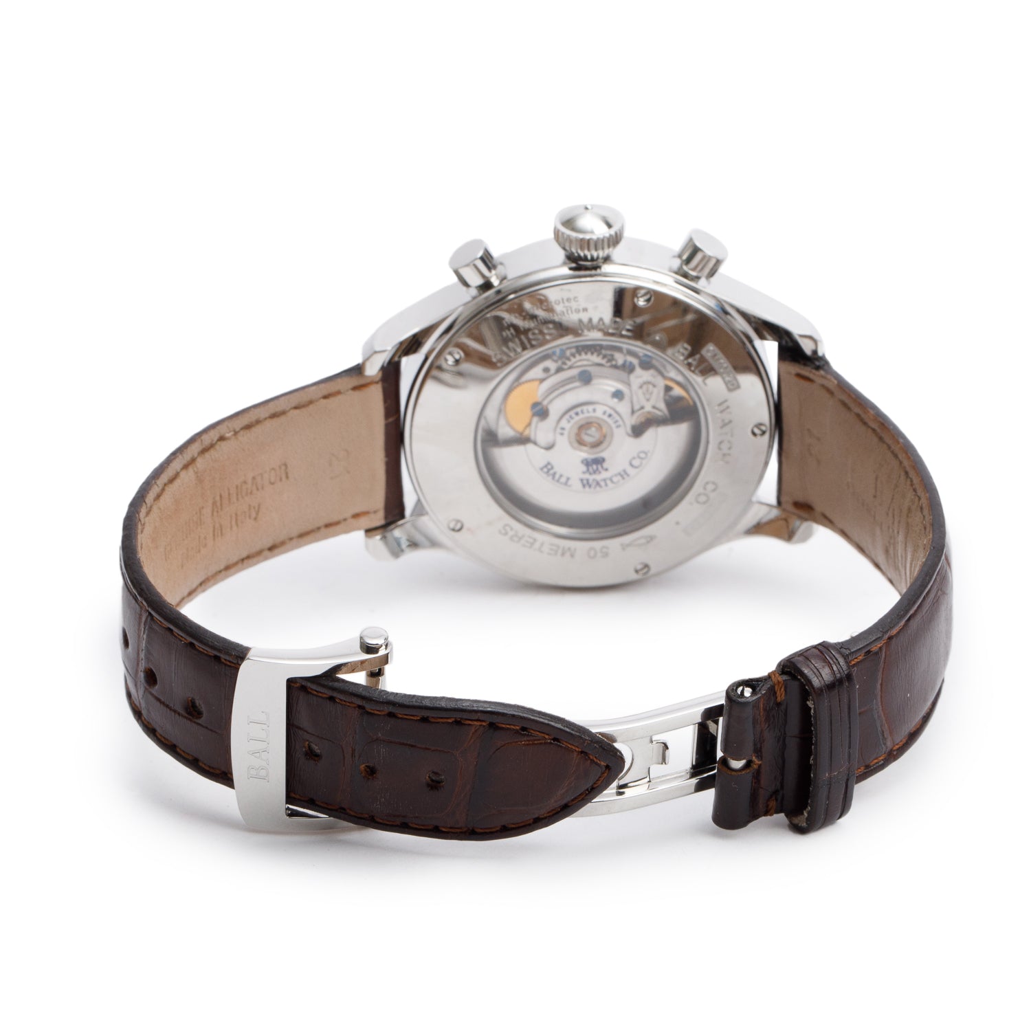 Ball Stainless Steel Trainmaster Cannonball 43 MM Automatic Chronograph Watch Black Dial w/ Box & Papers