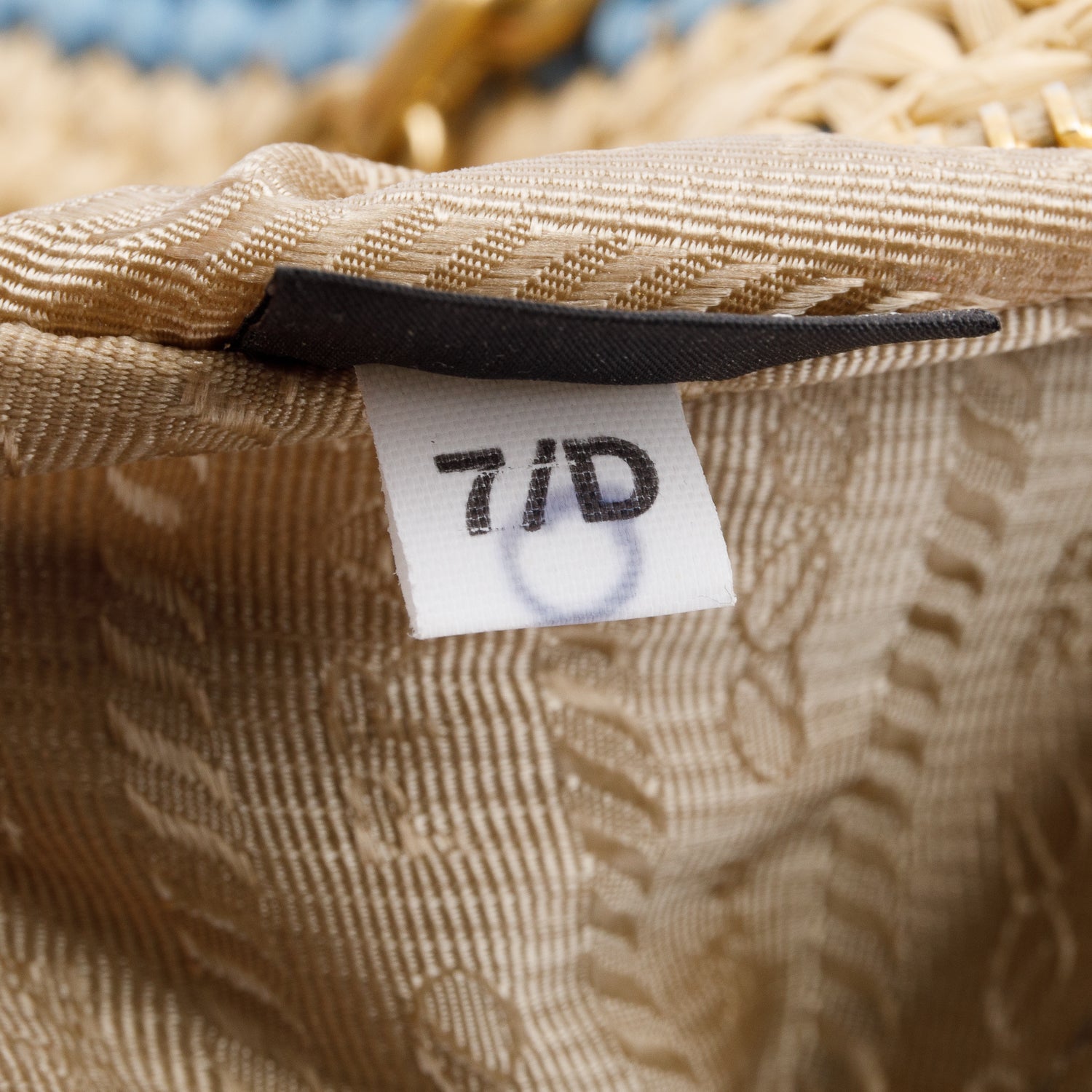 Prada Beige/Blue Raffia Re-Edition 2005 Shoulder Bag