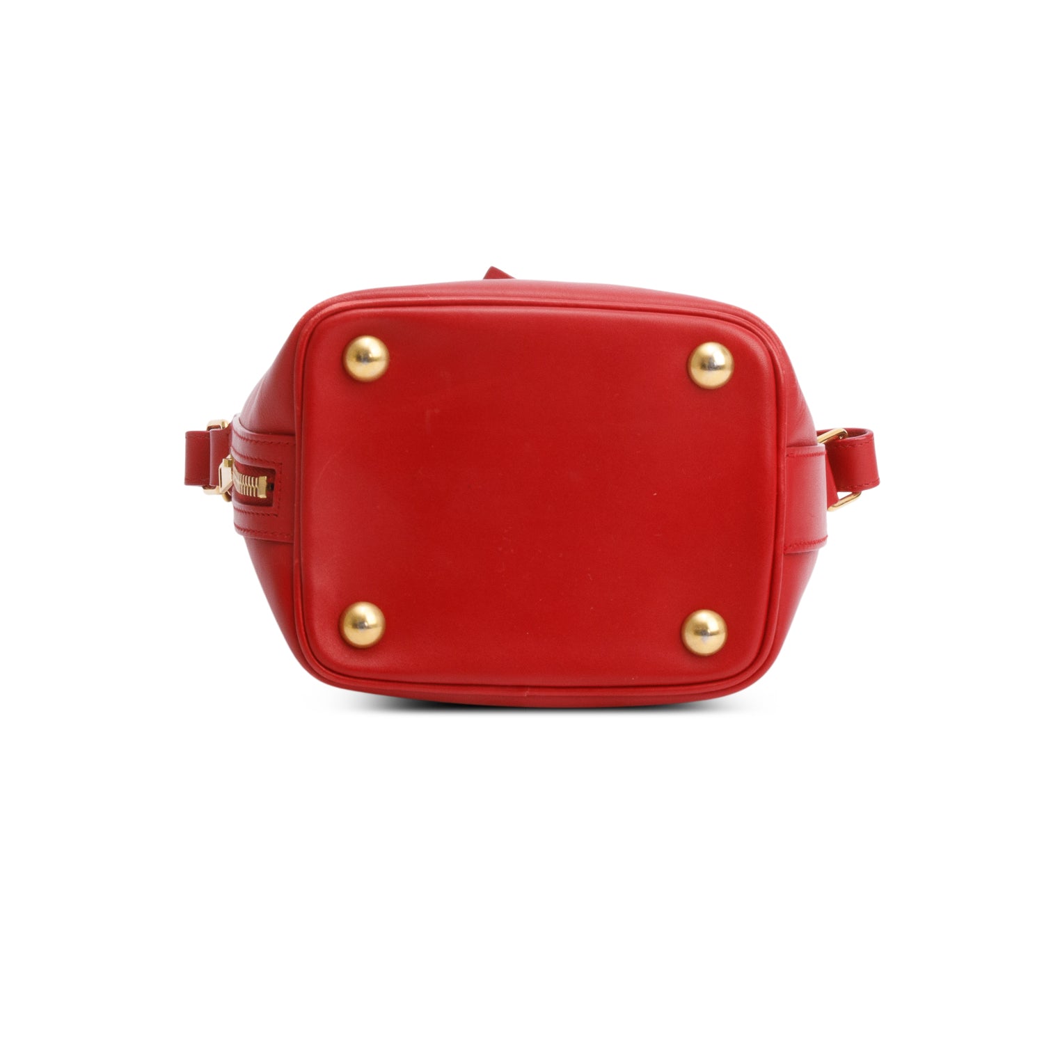Saint Laurent Red Calskin Leather Small Emmanuel Bucket Bag