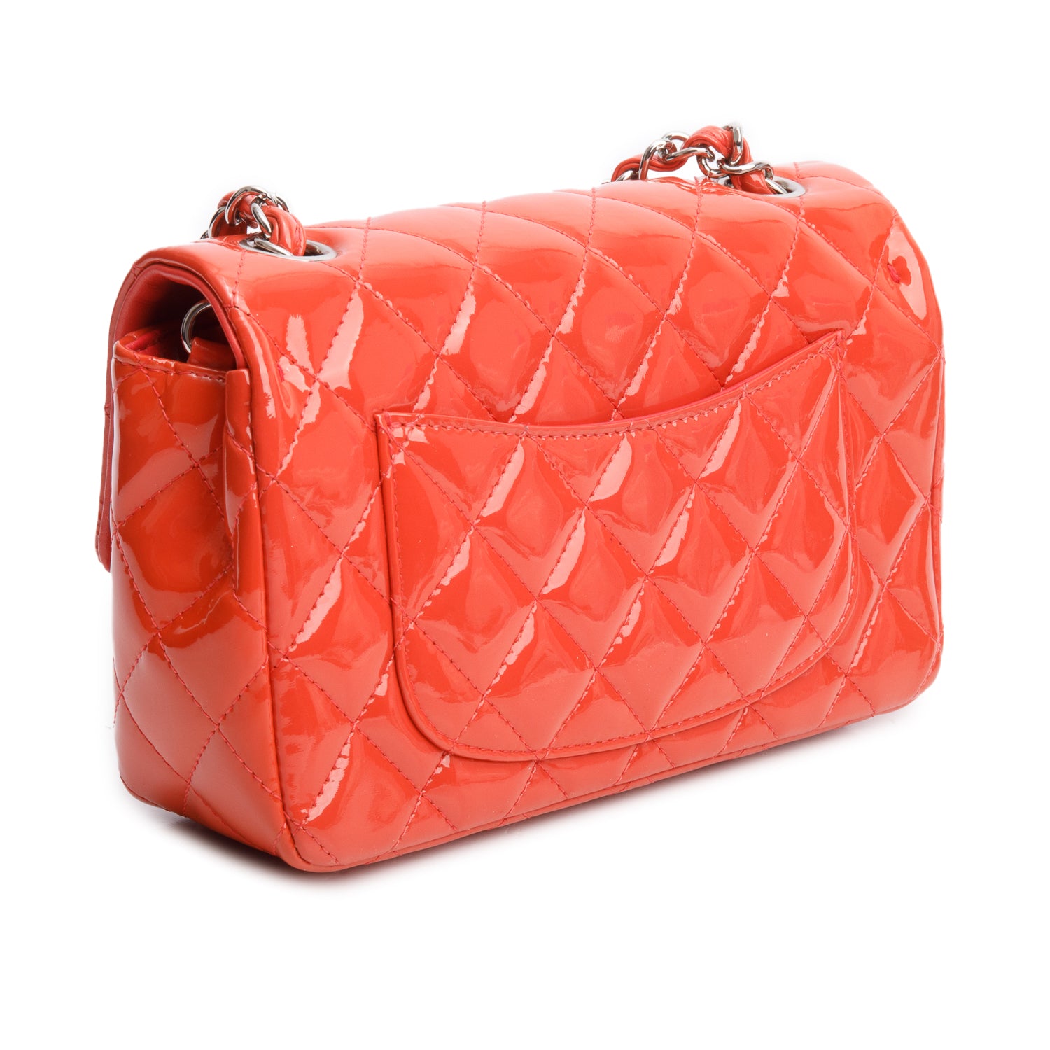 Chanel Red Quilted Patent Leather Classic Mini Rectangular Flap Bag w/ Authenticity Card