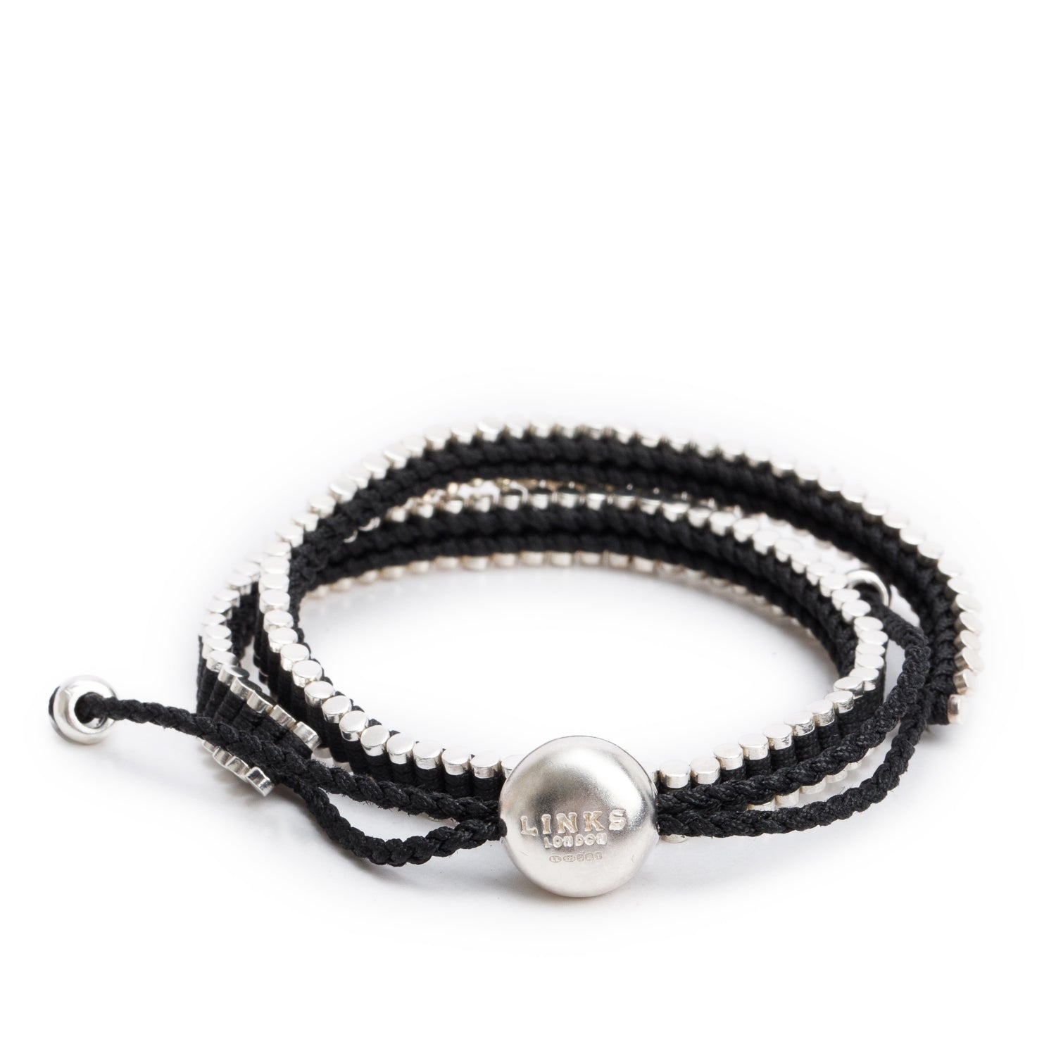 Links of London Sterling Silver Black Double Wrap Friendship Bracelet