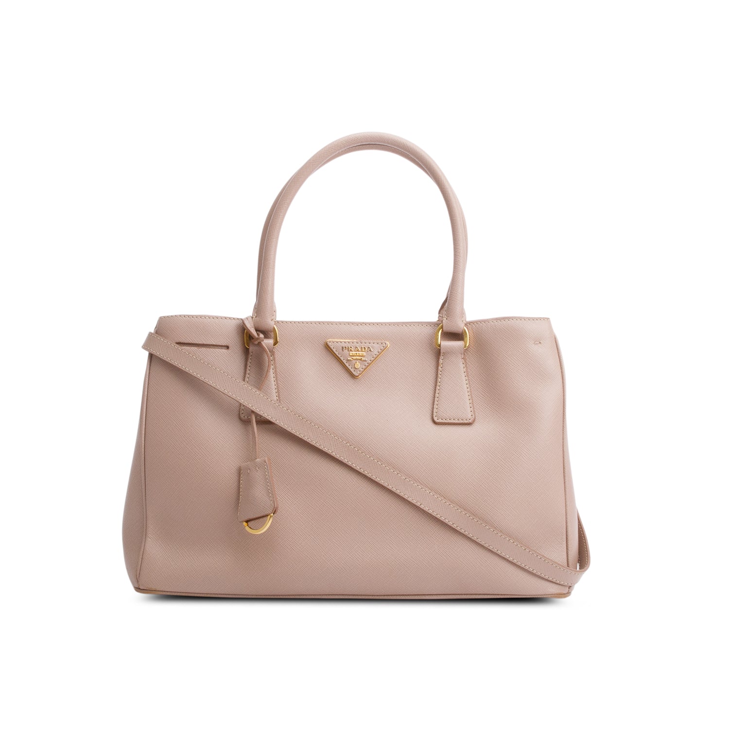 Prada Beige Saffiano Lux Small Galleria Tote w/ Strap & Authenticity Card