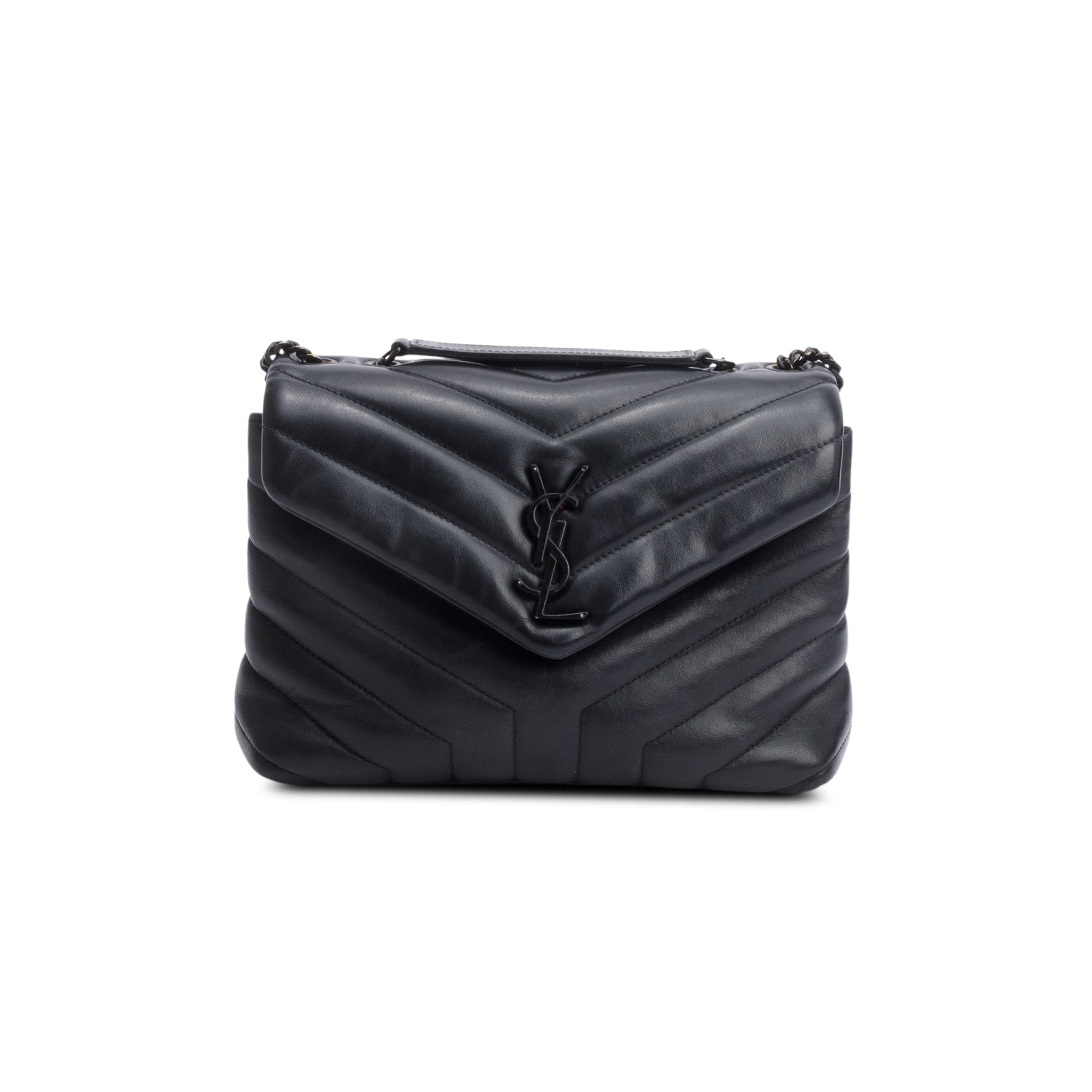 Saint Laurent So Black Quilted Leather Small Loulou Shoulder Bag