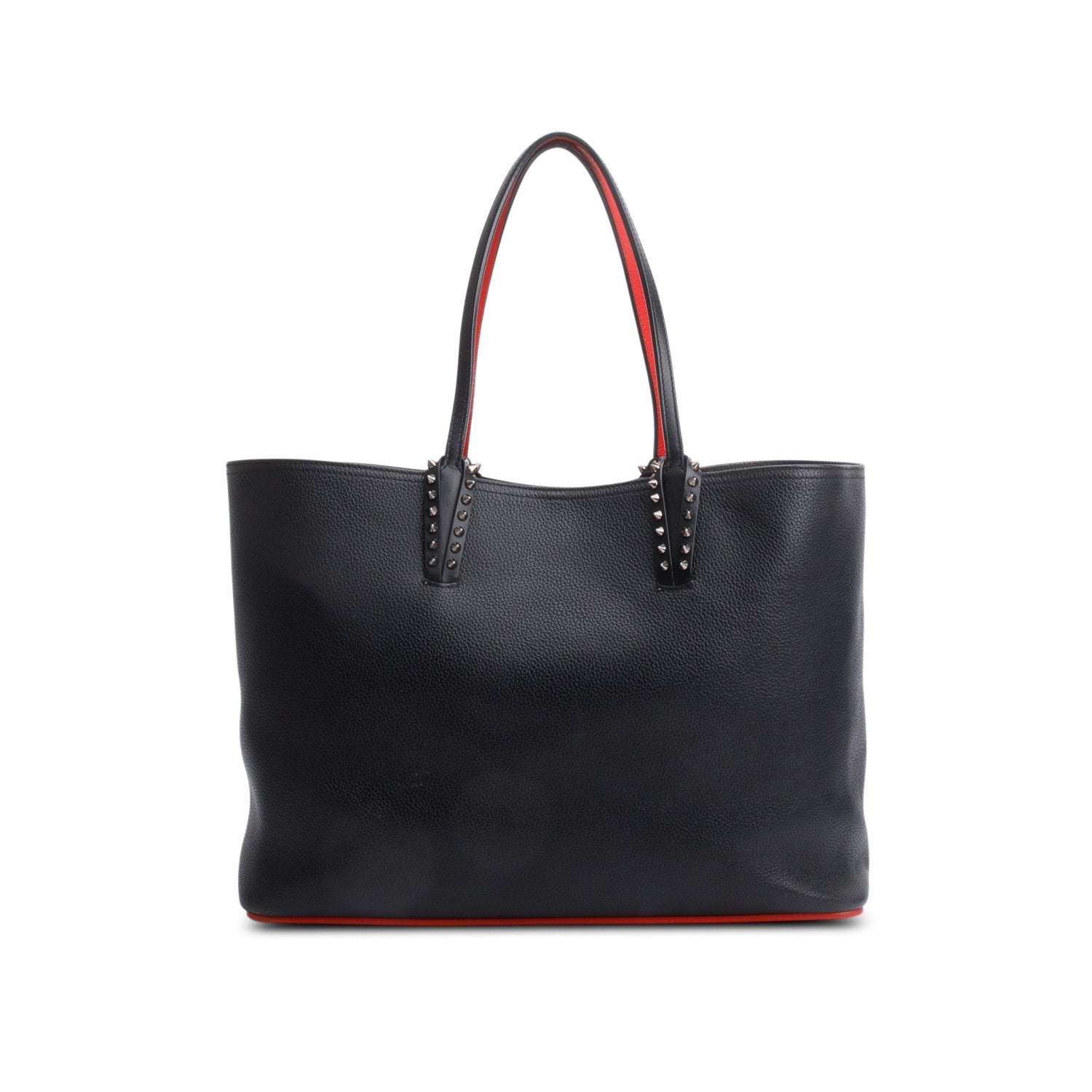Christian Louboutin Black Calfskin Leather Spike Cabata Tote Bag w/ Pouch