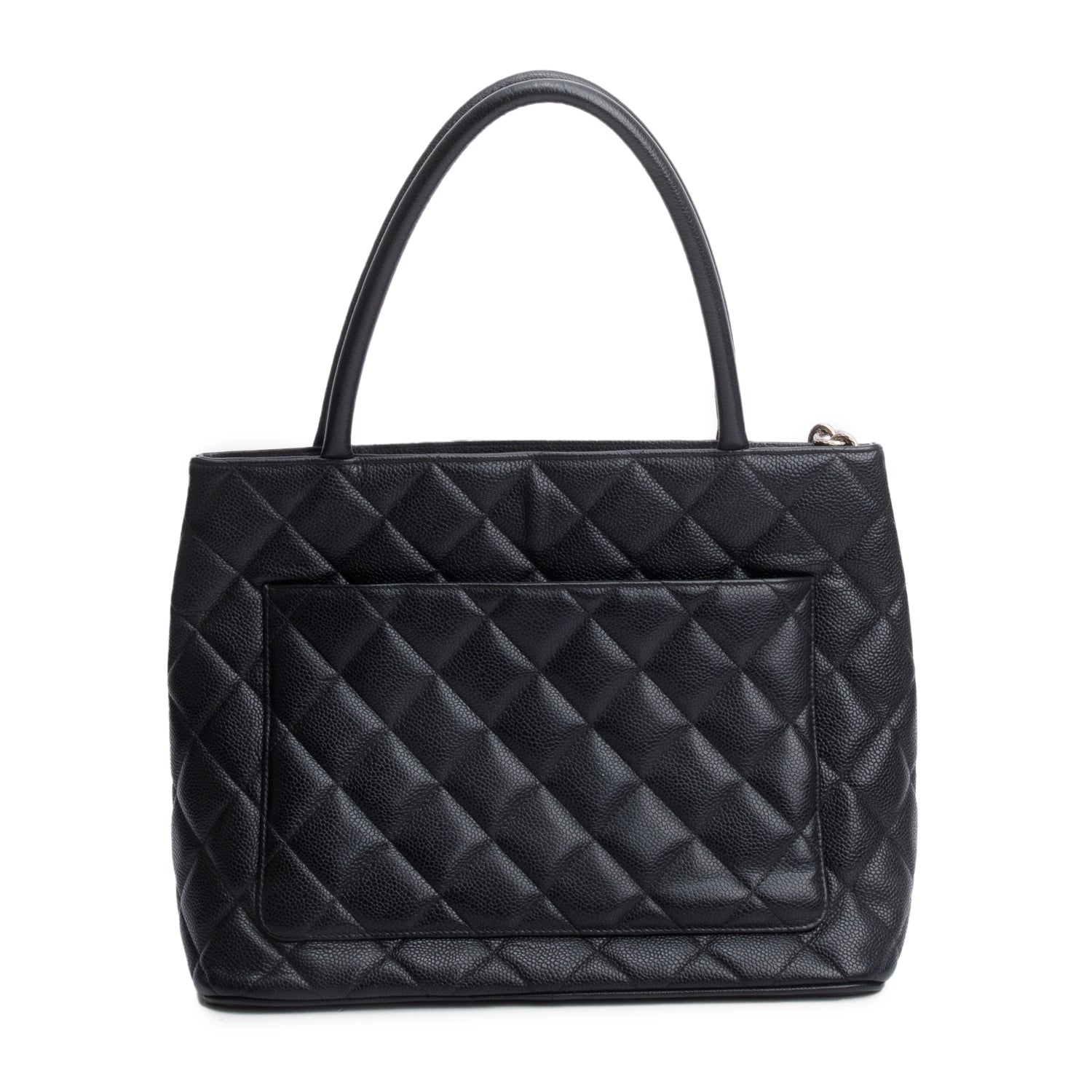 Chanel Vintage Black Caviar Leather Medallion Tote w/ Authenticity Card