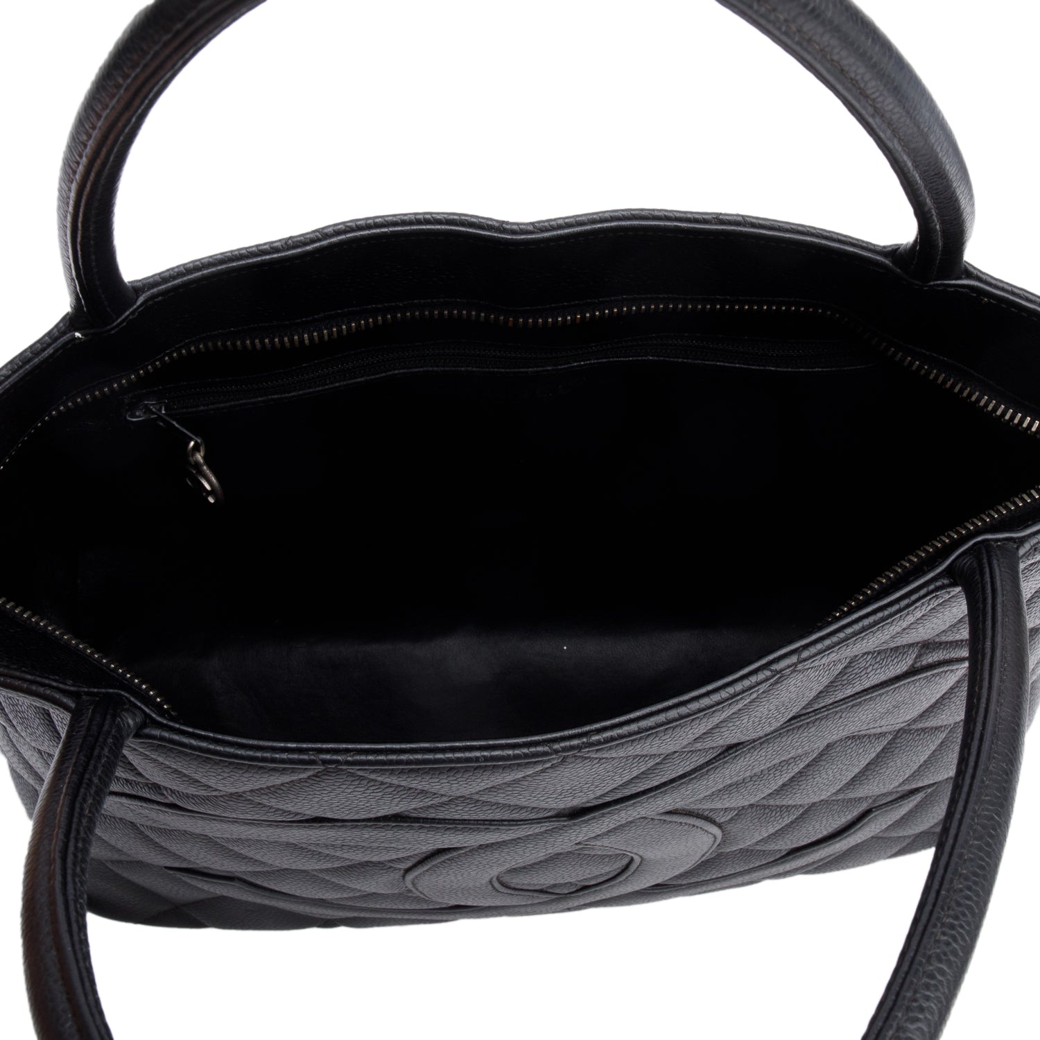 Chanel Vintage Black Caviar Leather Medallion Tote w/ Authenticity Card