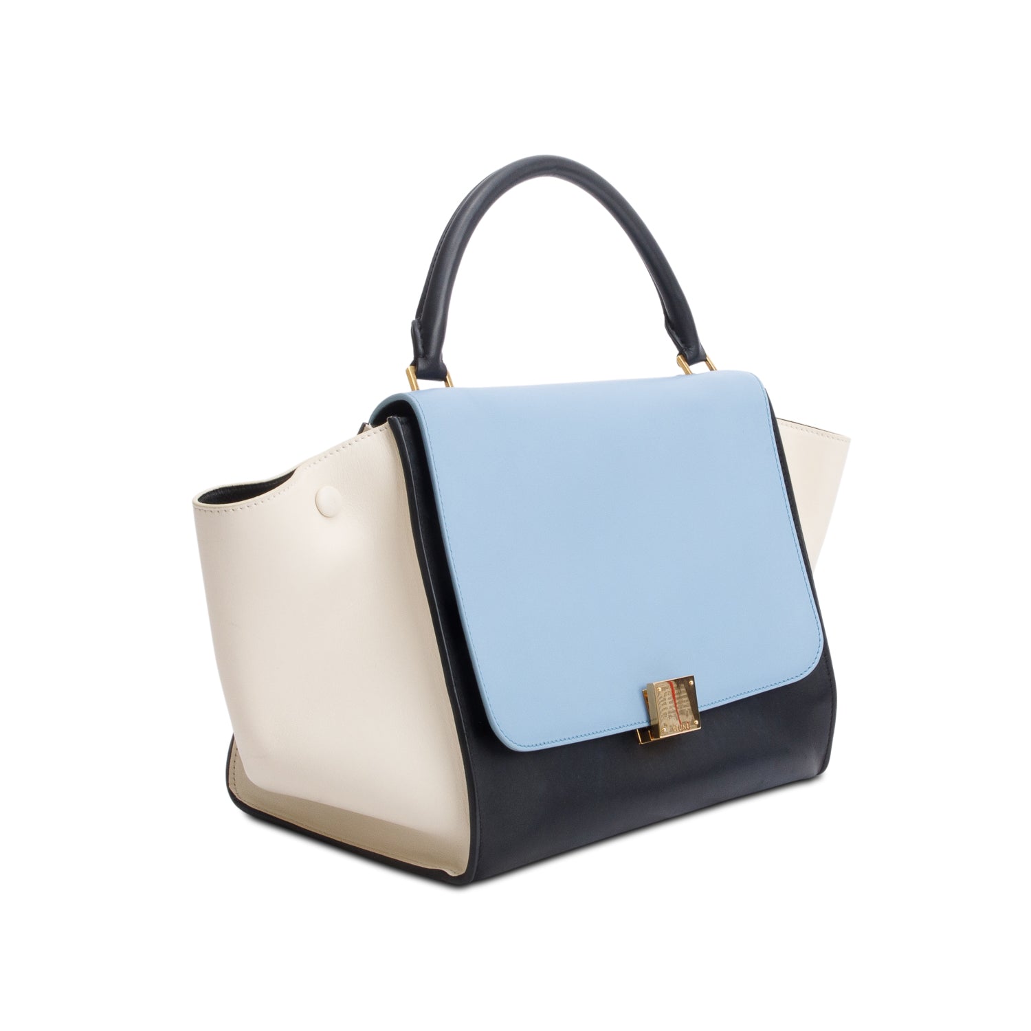 Celine Tricolor Calfskin Leather Medium Trapeze Bag w/ Strap