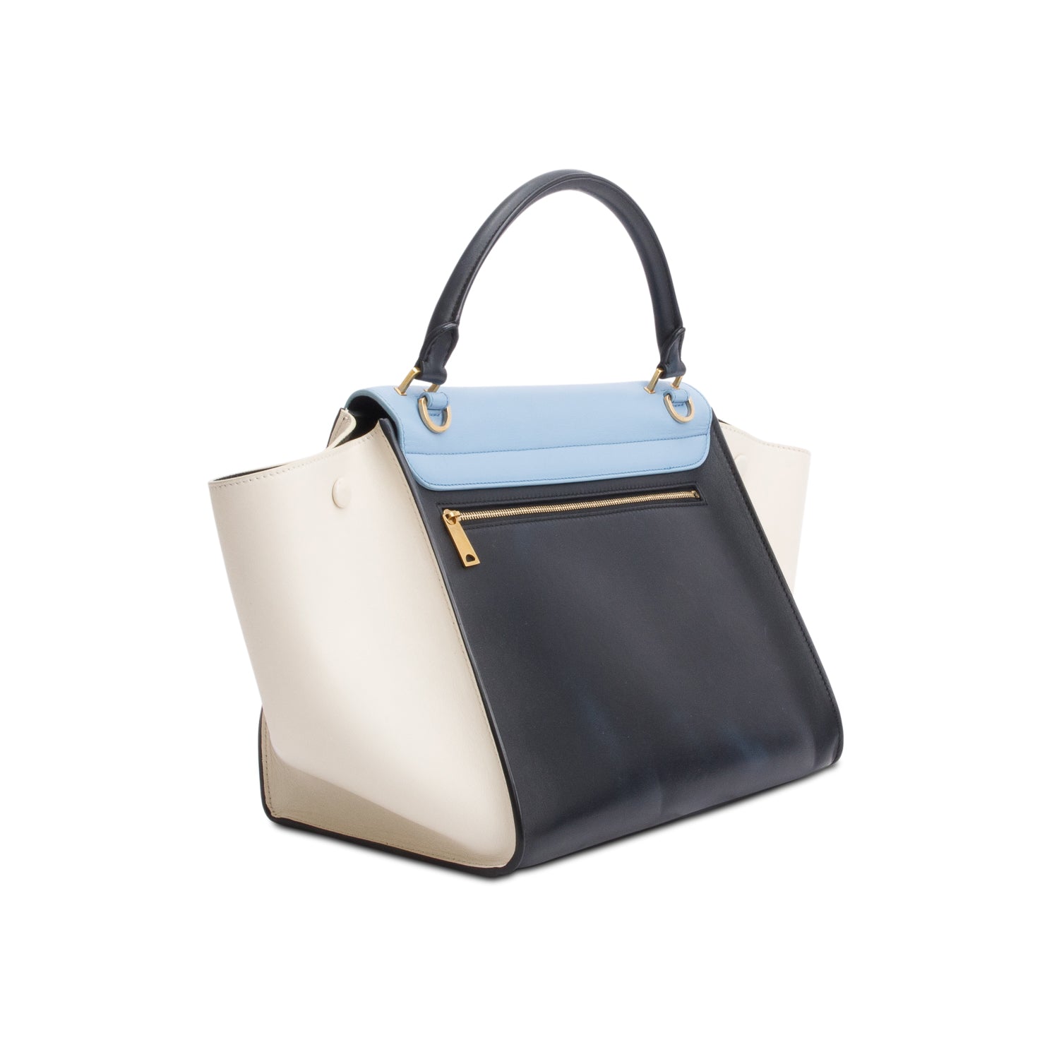 Celine Tricolor Calfskin Leather Medium Trapeze Bag w/ Strap