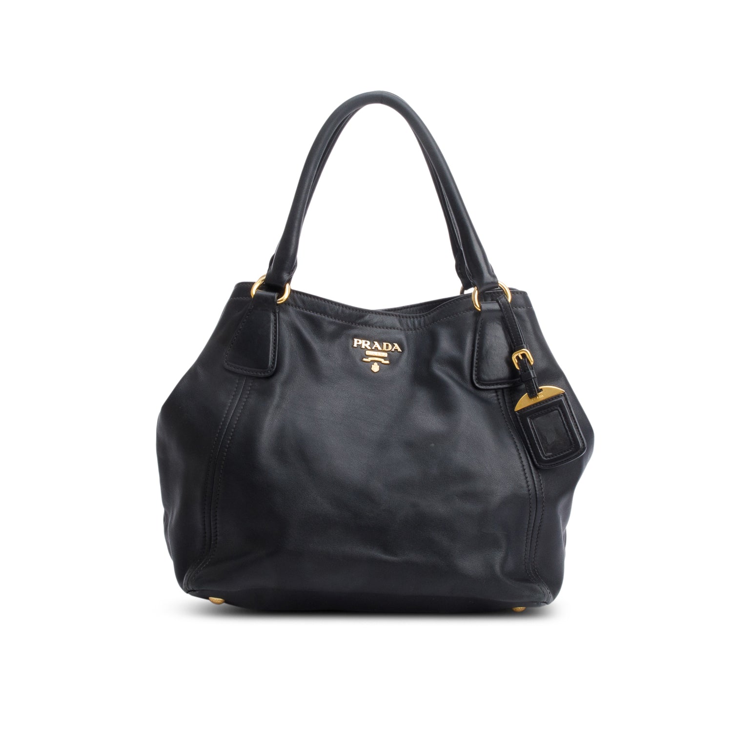 Prada Black Soft Calf Leather Tote / Strap