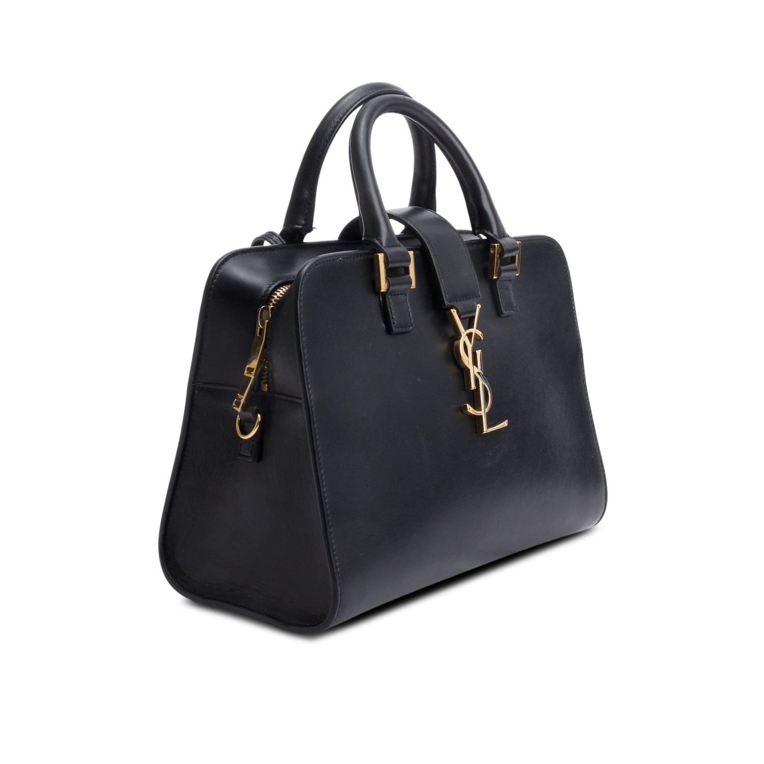 Saint Laurent Black Calfskin Leather Baby Cabas Tote Bag w/ Strap