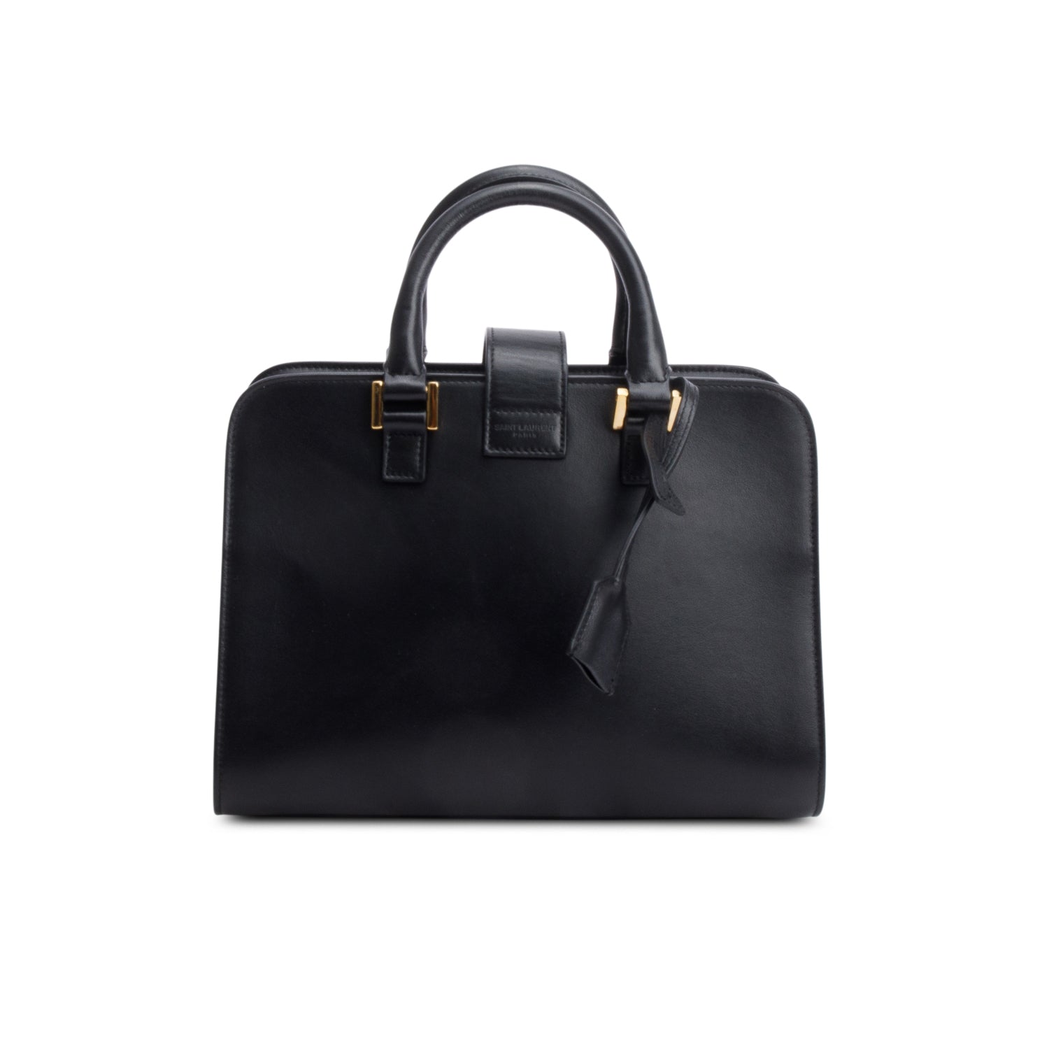 Saint Laurent Black Calfskin Leather Baby Cabas Tote Bag w/ Strap