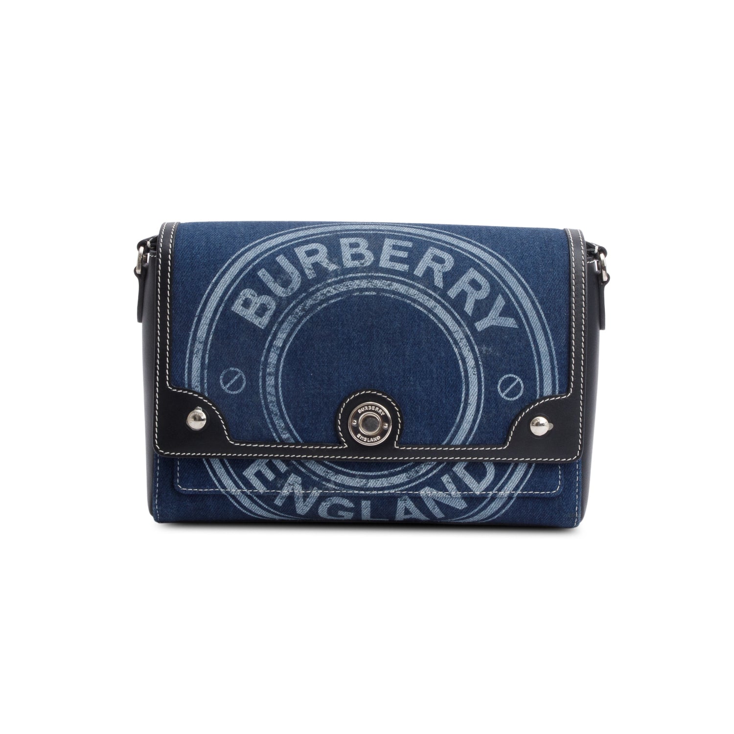 Burberry Blue Denim Logo Print Note Crossbody Bag