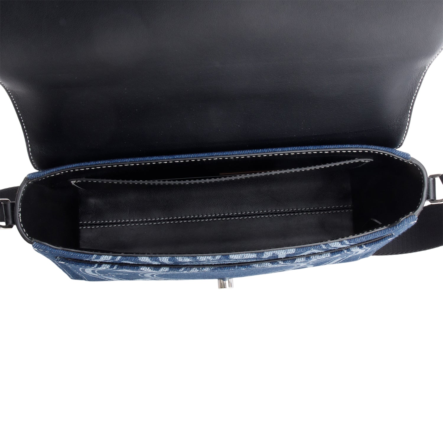 Burberry Blue Denim Logo Print Note Crossbody Bag