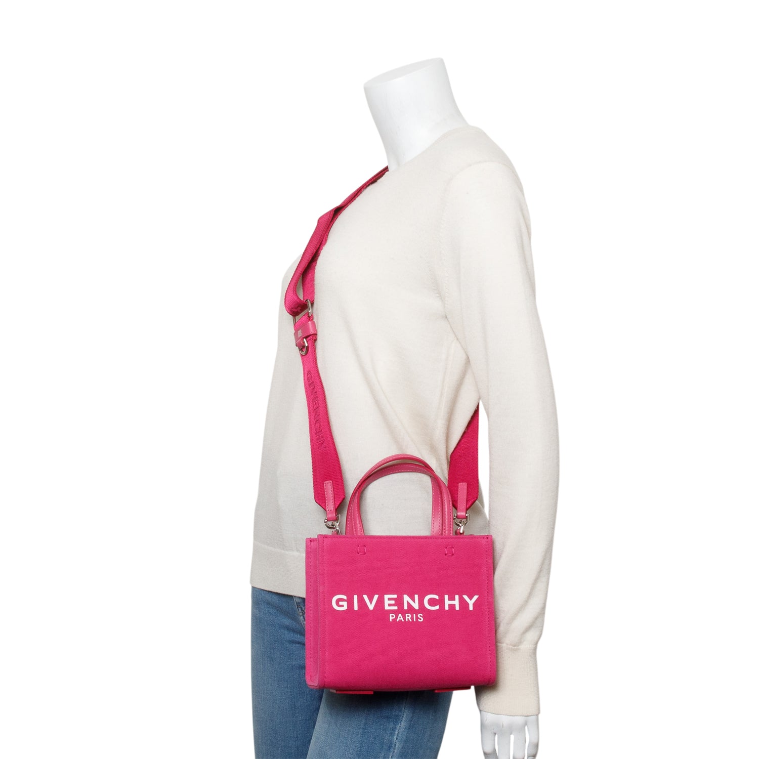 Givenchy 2023 Pink Canvas Mini G Shopping Tote w/ Strap