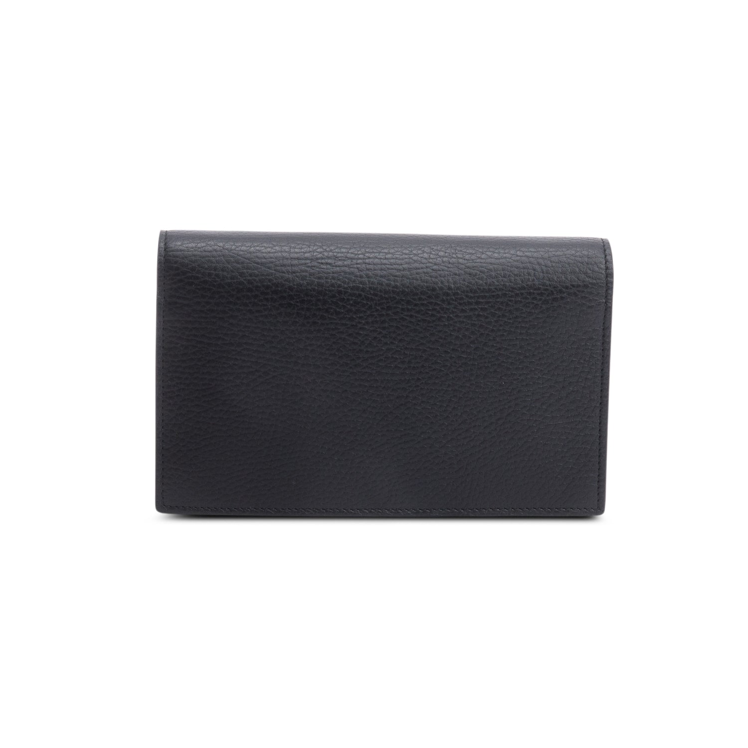 Gucci Black Dollar Calfskin Leather Interlocking GG Wallet on Chain