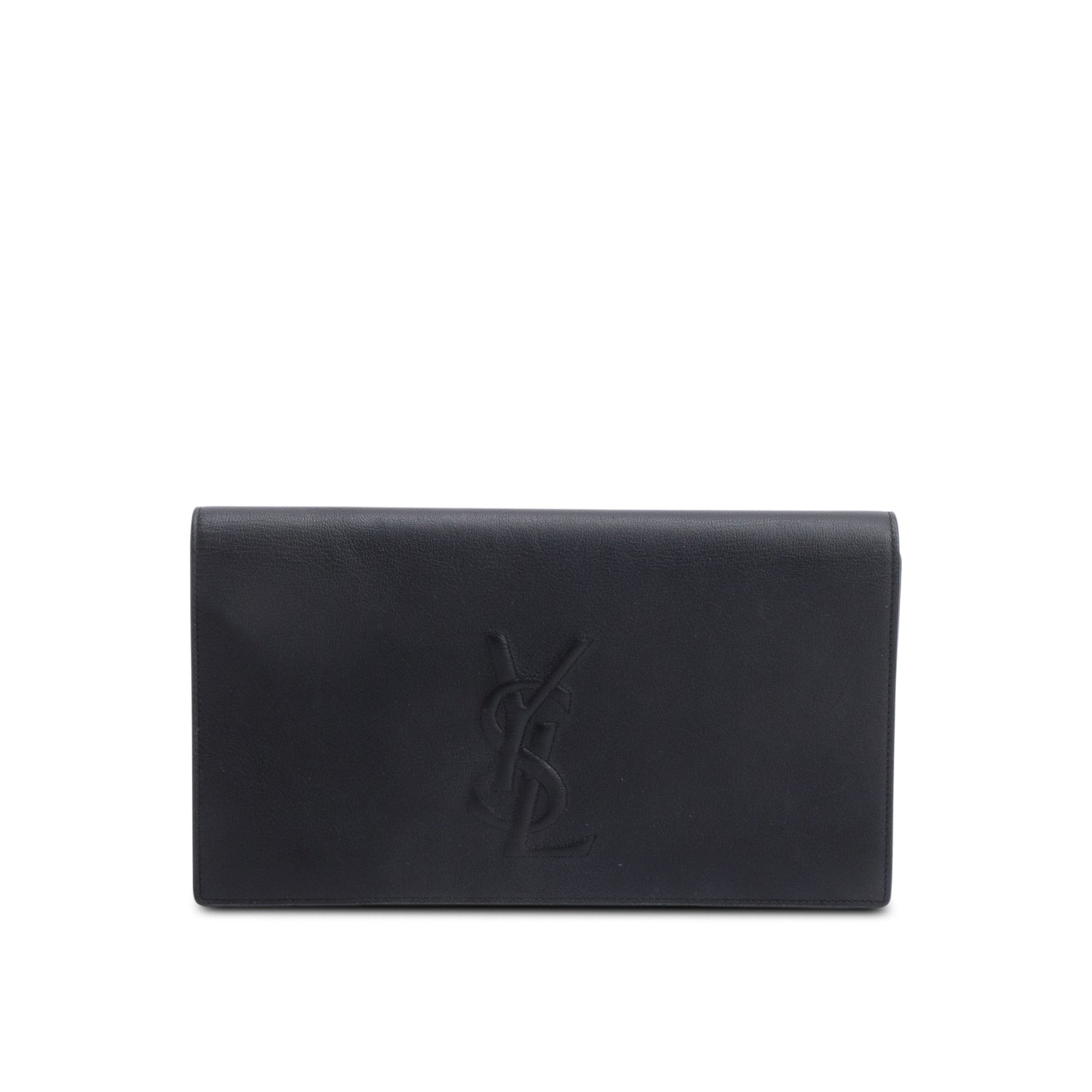 Saint Laurent Black Leather Large Belle de Jour Clutch