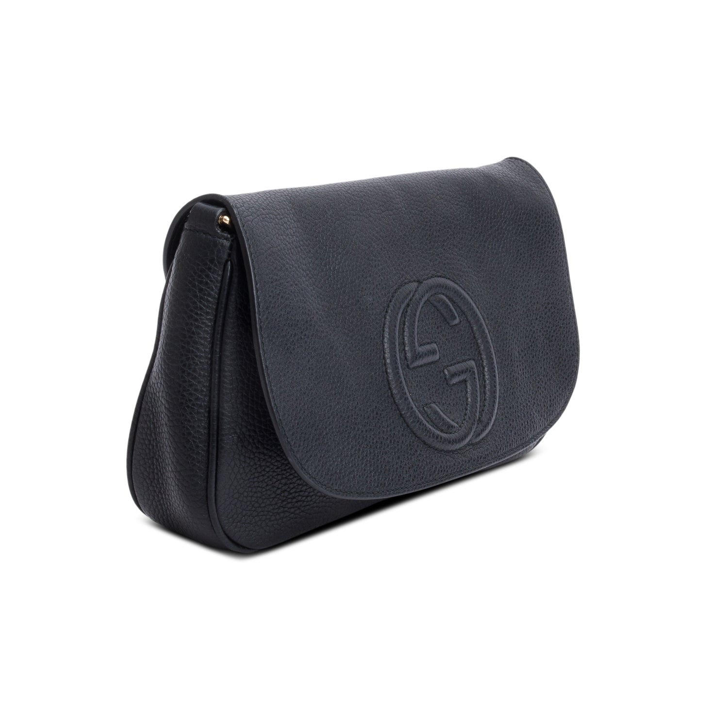 Gucci Black Leather Medium Soho Flap Chain Crossbody Bag