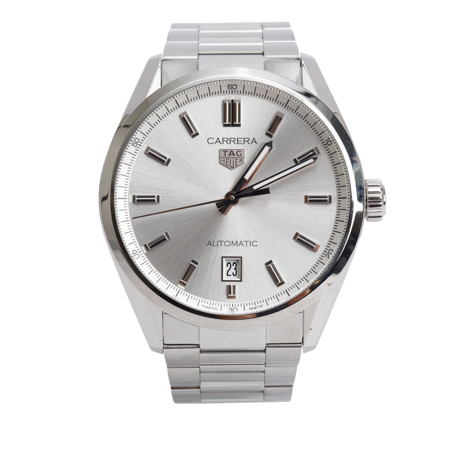 Tag Heuer 2023 Stainless Steel Carrera Date 39 MM Automatic Watch Silver Dial WBN2111 w/ Box & Papers