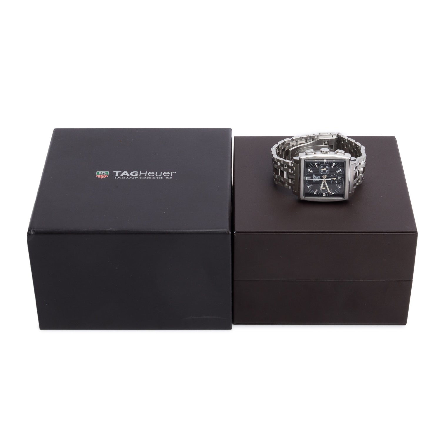 Tag Heuer Stainless Steel Monaco 38 MM Automatic Watch Black Dial CW2111-0 w/ Box