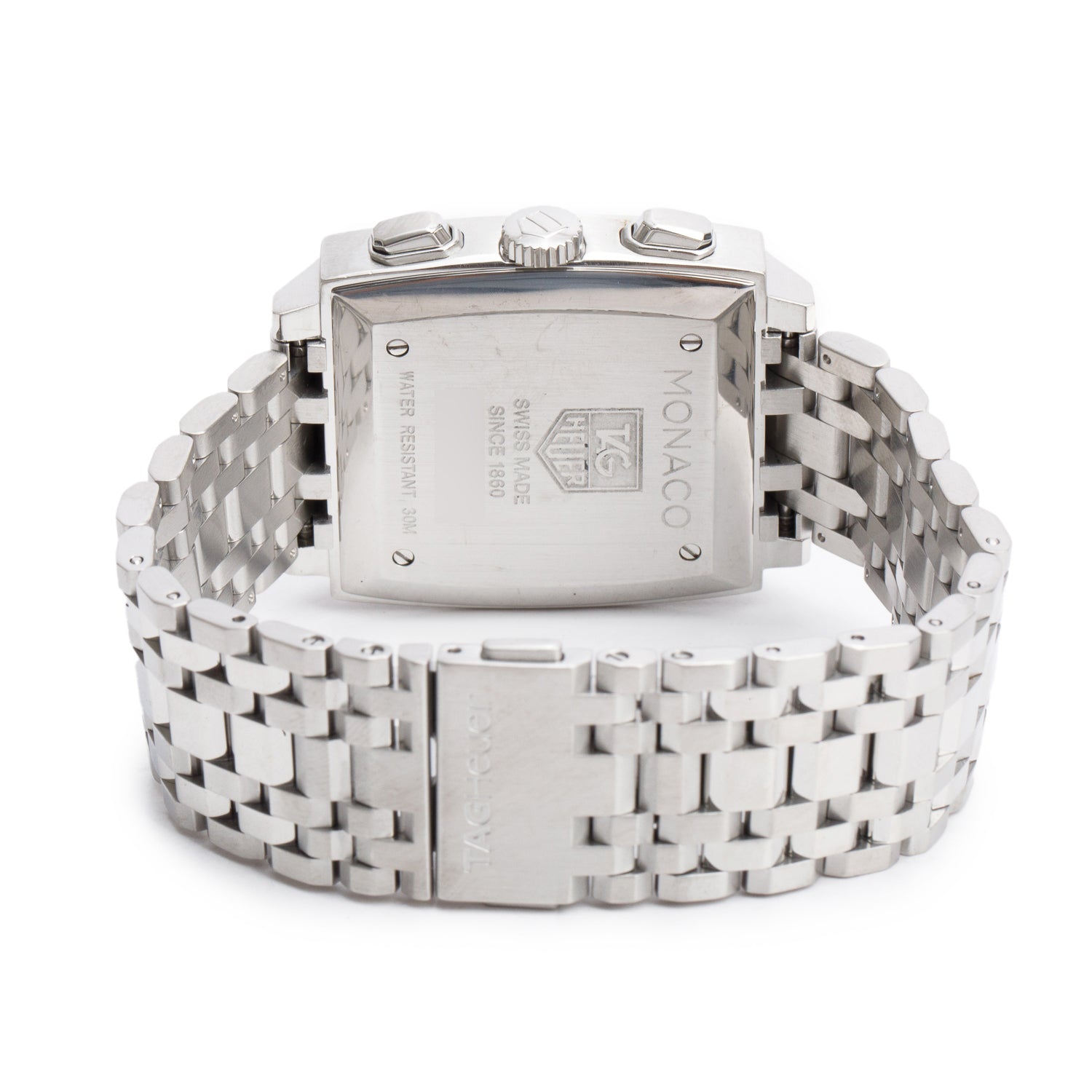 Tag Heuer Stainless Steel Monaco 38 MM Automatic Watch Black Dial CW2111-0 w/ Box