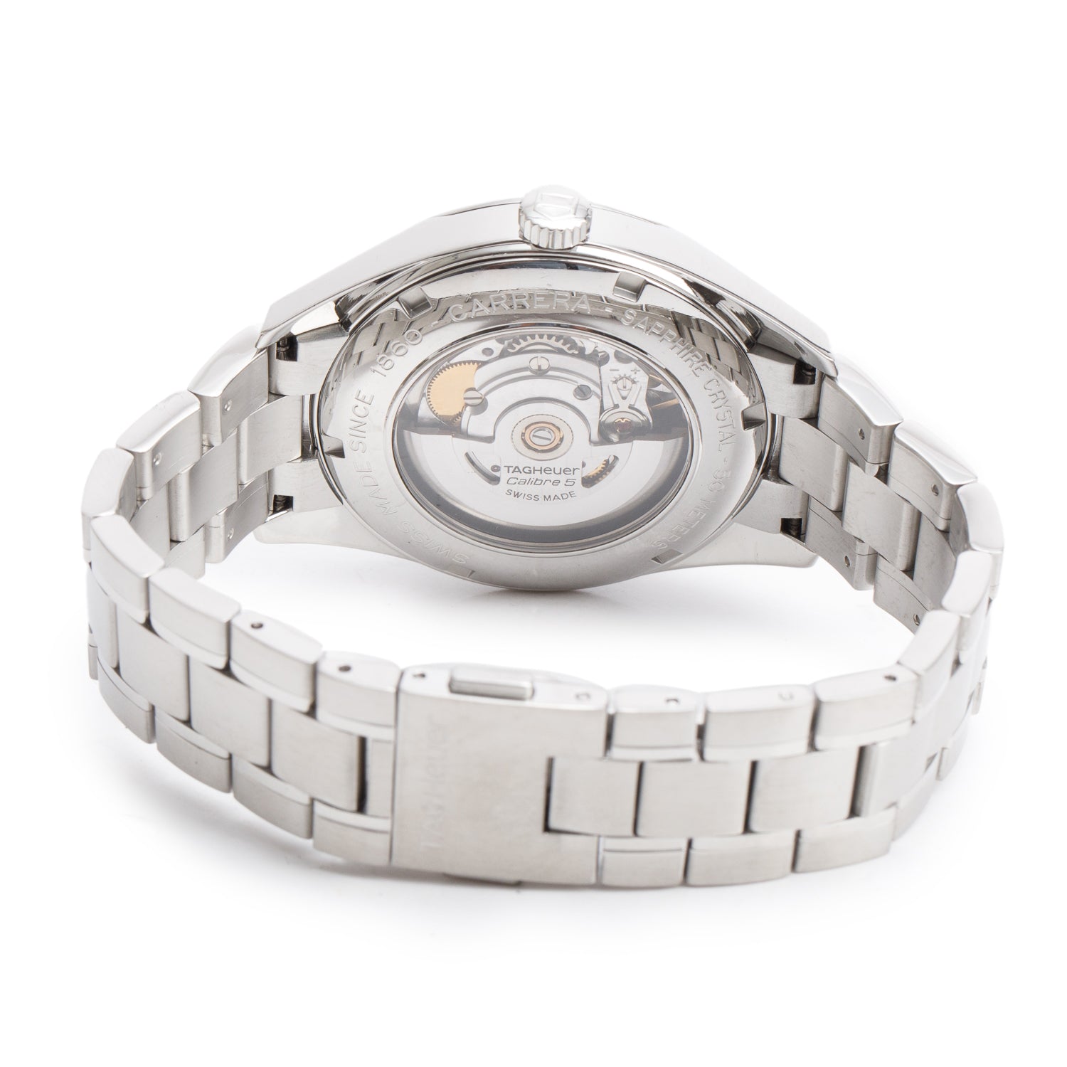 Tag Heuer Stainless Steel Carrera Calibre 5 39 MM Automatic Watch Black Dial WV211B w/ Papers