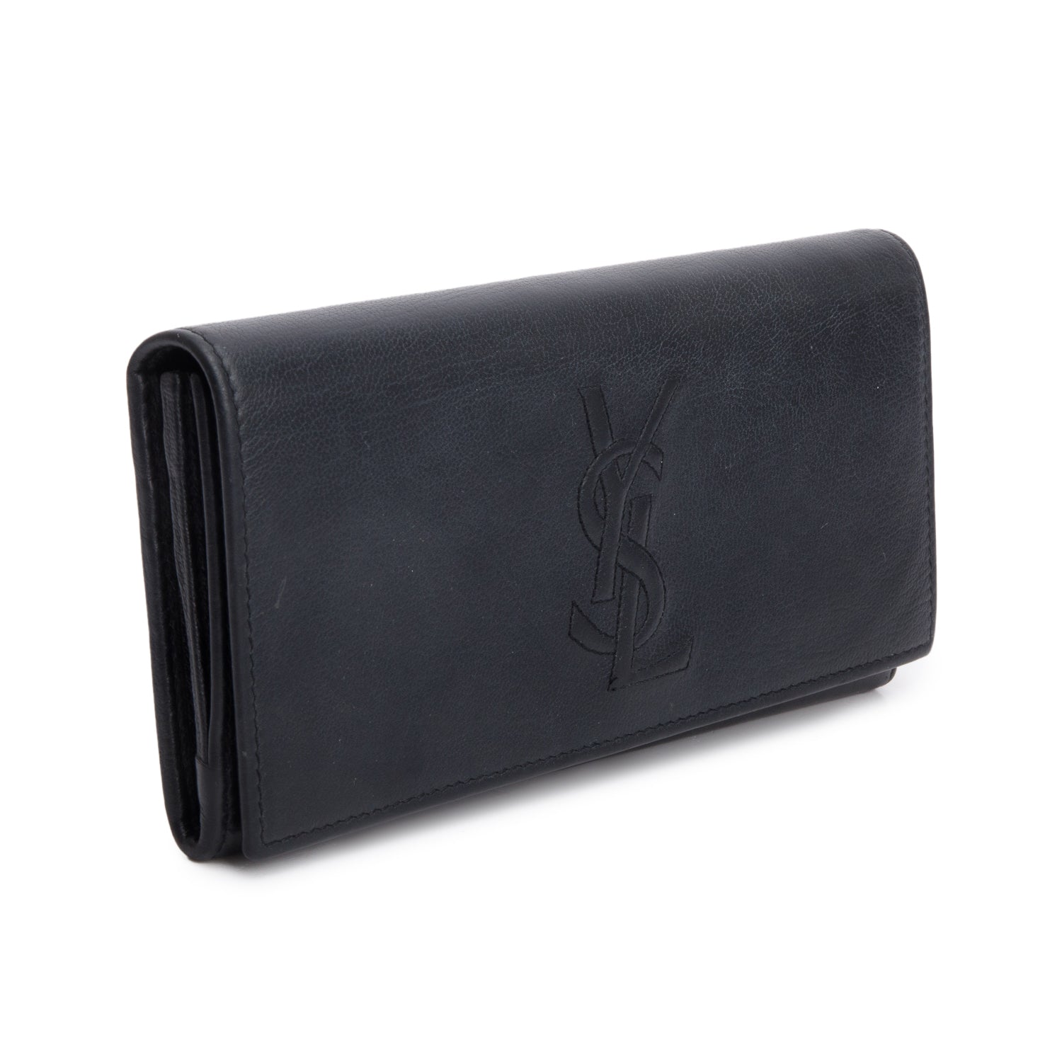 Saint Laurent Black Leather Continental Flap Wallet w/ Box