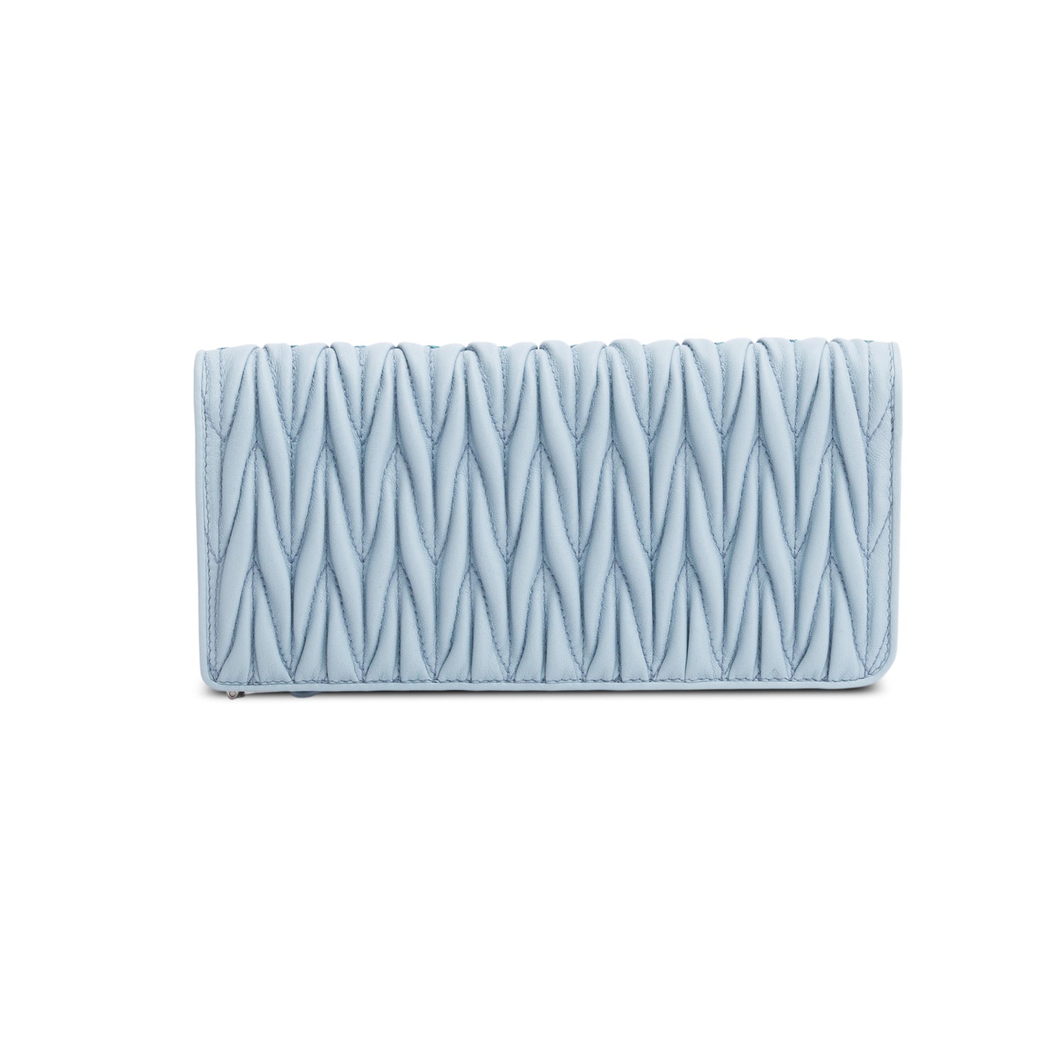 Miu Miu Blue Multicolor Matelasse Leather Continental Wallet w/ Box & Authenticity Card