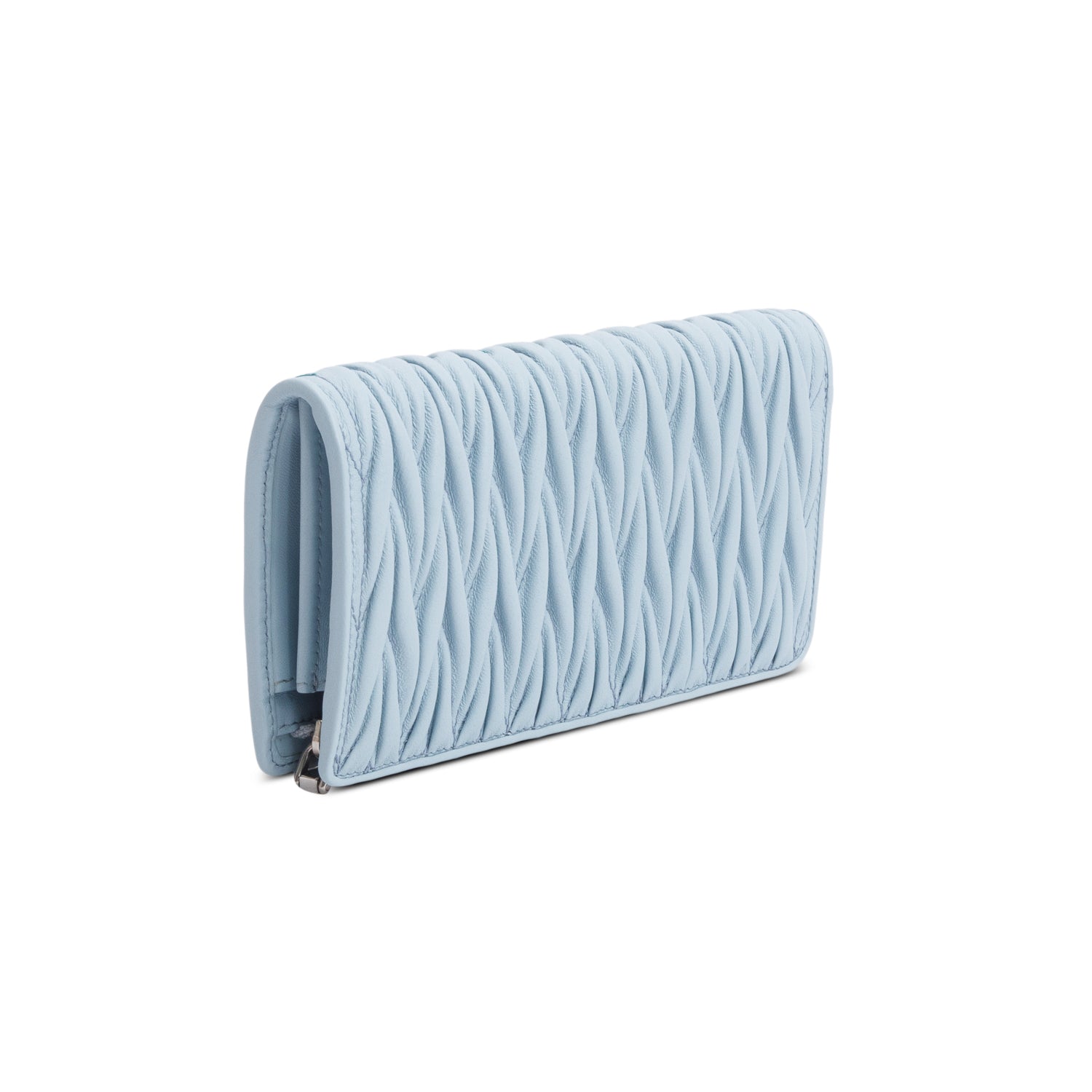 Miu Miu Blue Multicolor Matelasse Leather Continental Wallet w/ Box & Authenticity Card