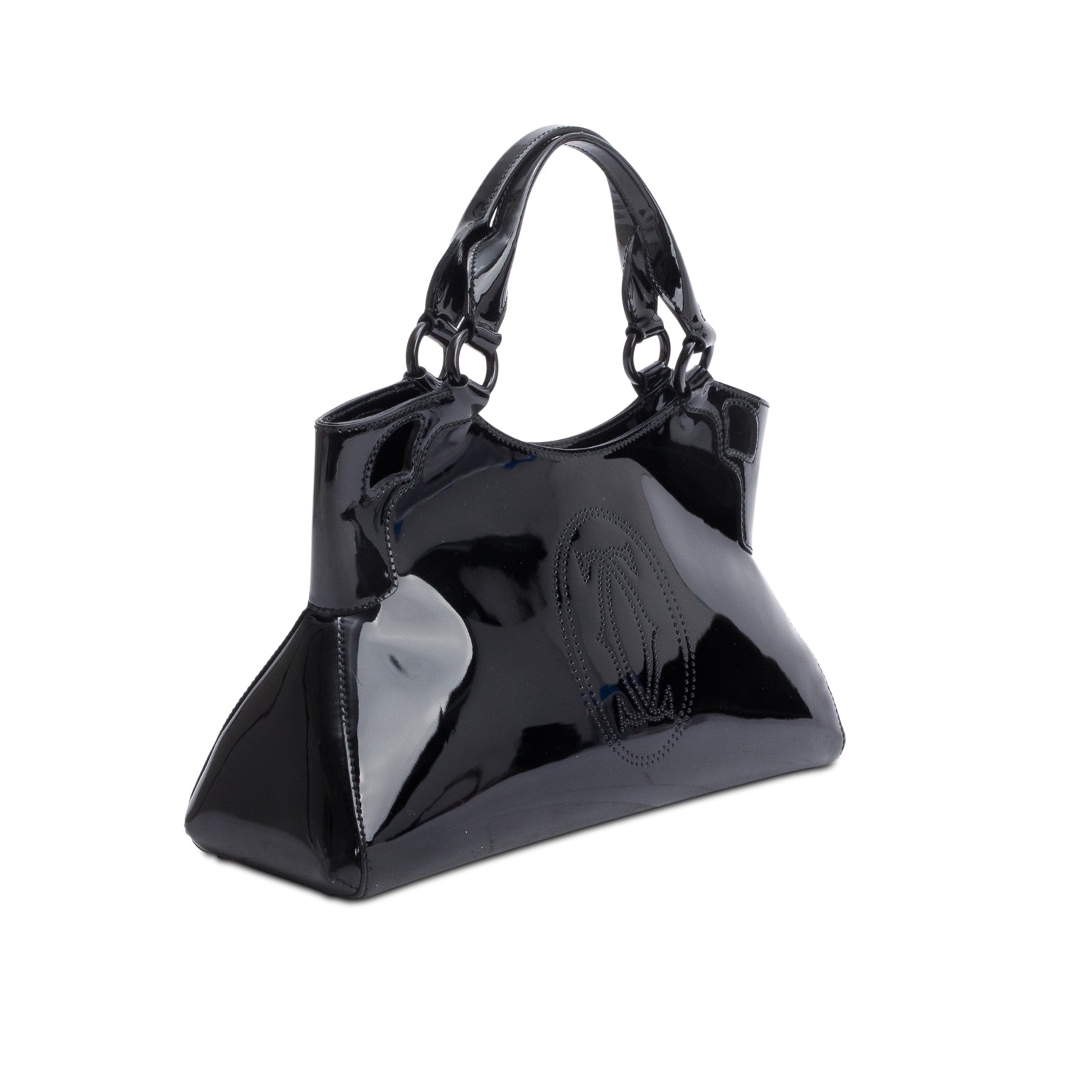 Cartier Black Patent Leather Medium Marcello De Cartier Tote w/ Authenticity Card