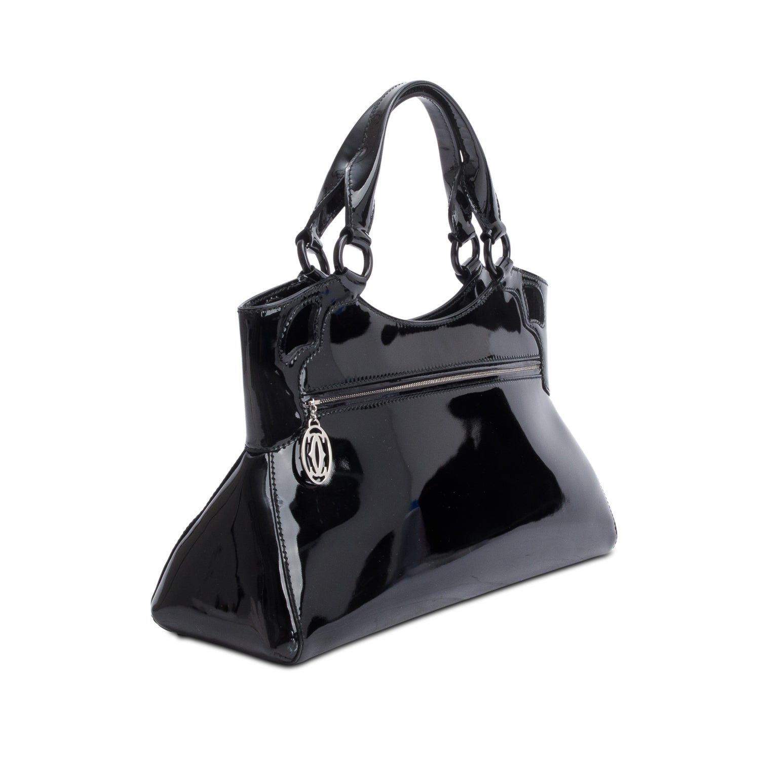 Cartier Black Patent Leather Medium Marcello De Cartier Tote w/ Authenticity Card