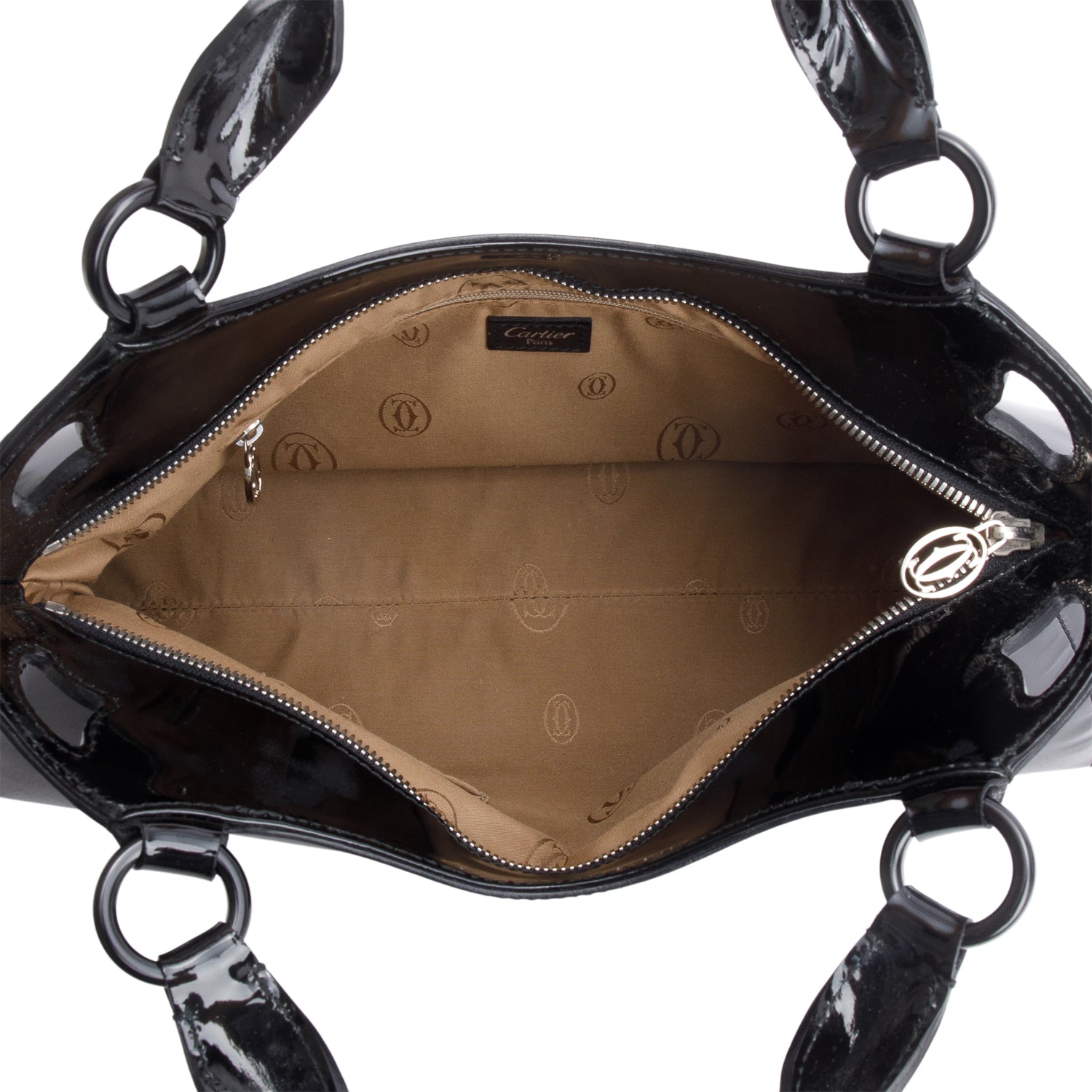 Cartier Black Patent Leather Medium Marcello De Cartier Tote w/ Authenticity Card