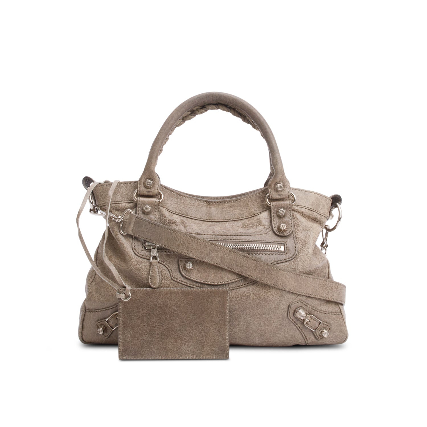 Balenciaga Taupe Motocross Agneau Leather Giant 12 City Bag w/ Strap