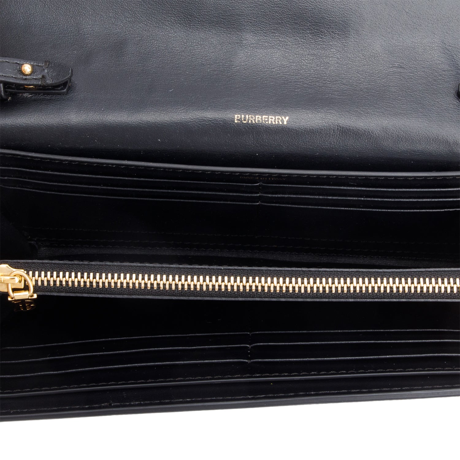 Burberry Black Calfskin Leather TB Hanna Wallet on Chain w/ Box