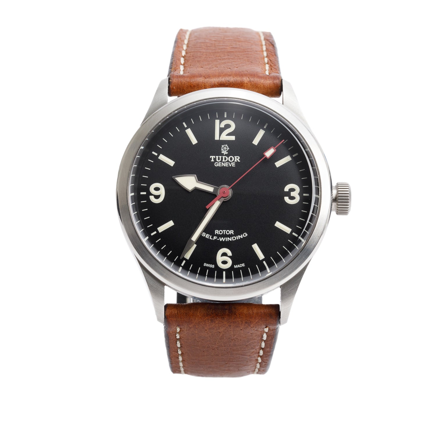 Tudor Stainless Steel Heritage Ranger 41 MM Automatic Watch Black Dial 79910 w/ Box & Papers