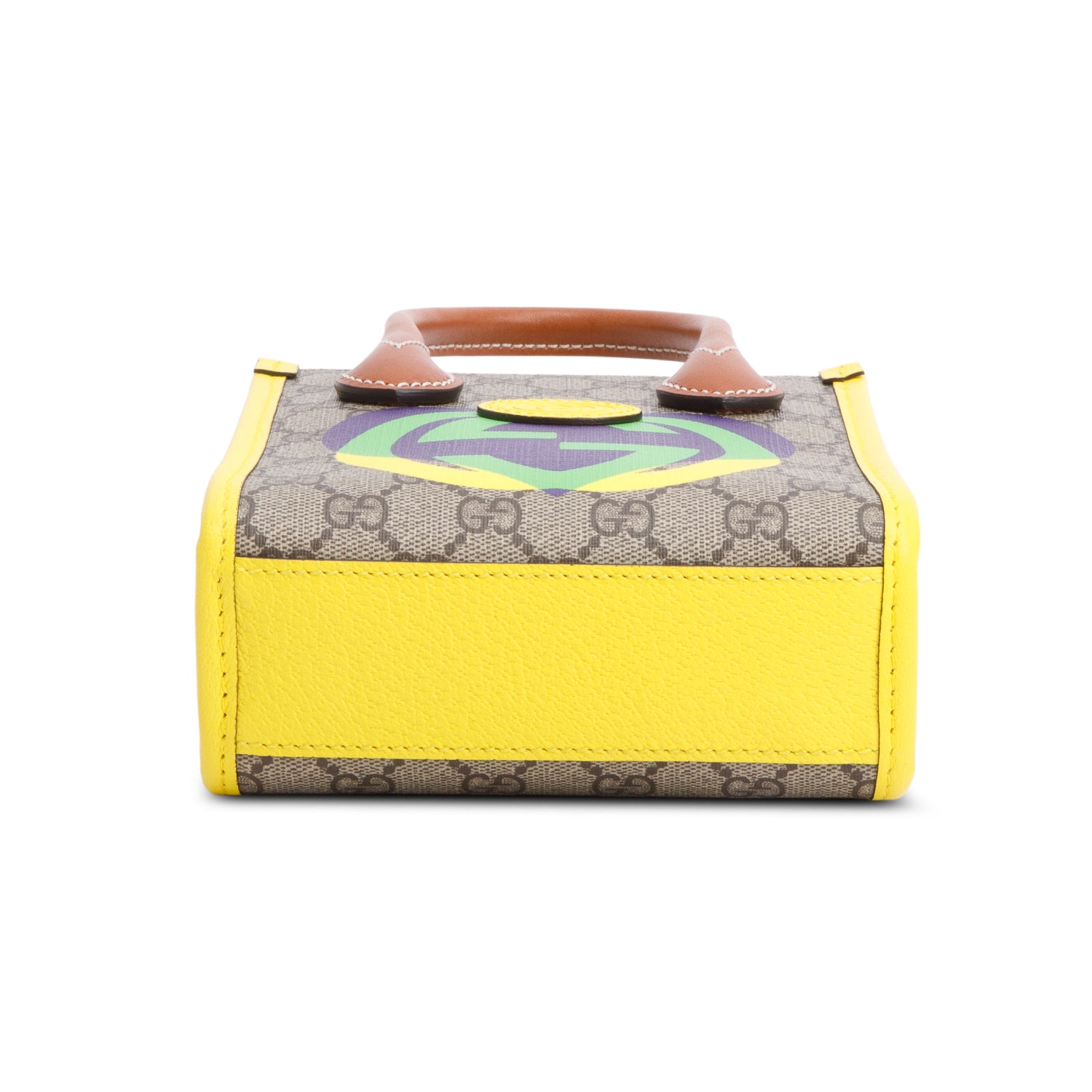 Gucci GG Supreme Yellow Leather Trim Heart Interlocking G Mini Tote w/ Strap