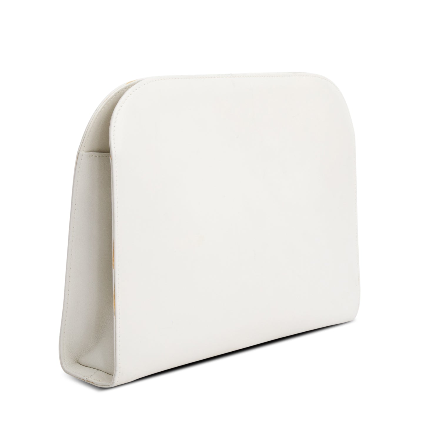 Ferragamo White Leather Gancini Chain Crossbody