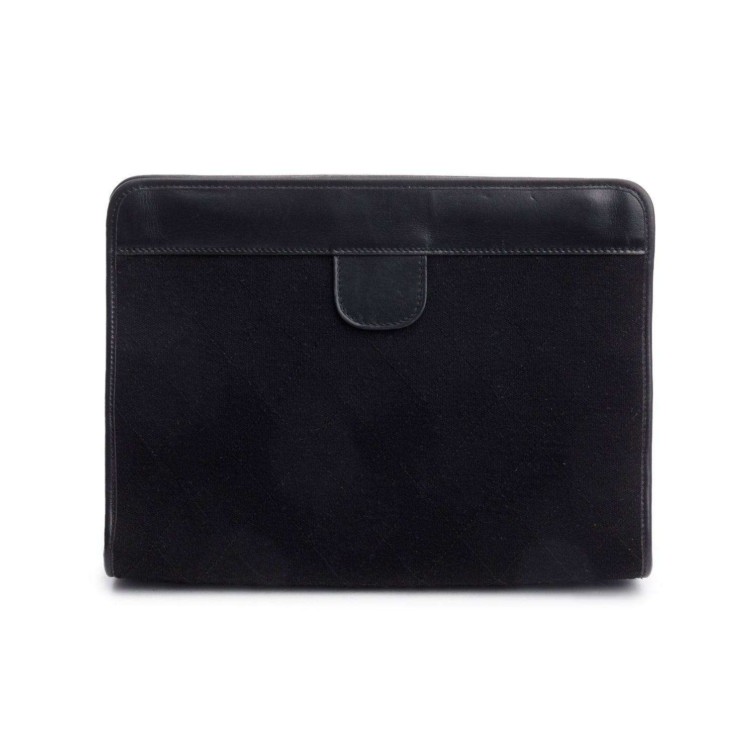 Chanel Black Quilted CC Jersey Frame Clutch