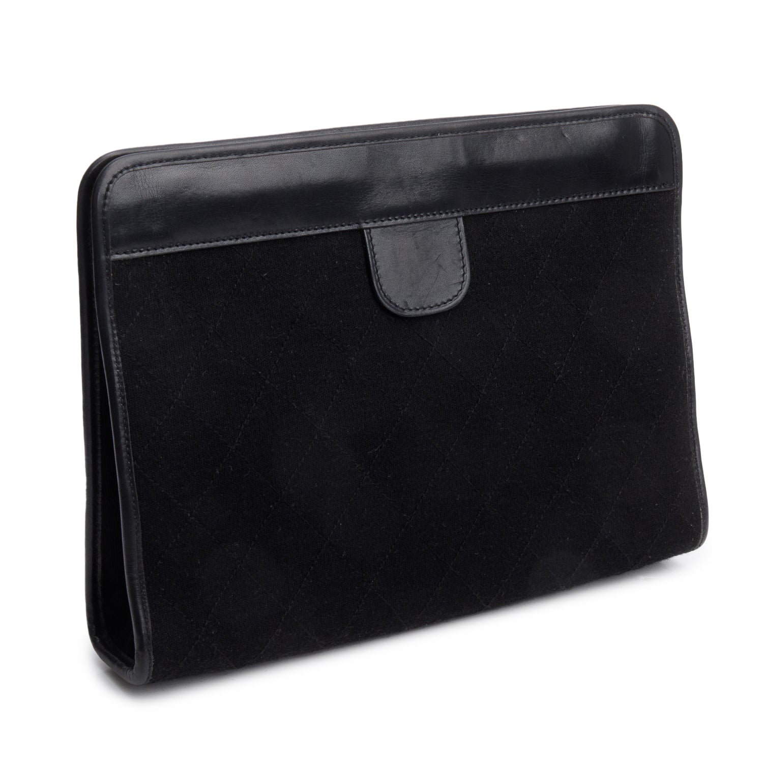 Chanel Black Quilted CC Jersey Frame Clutch