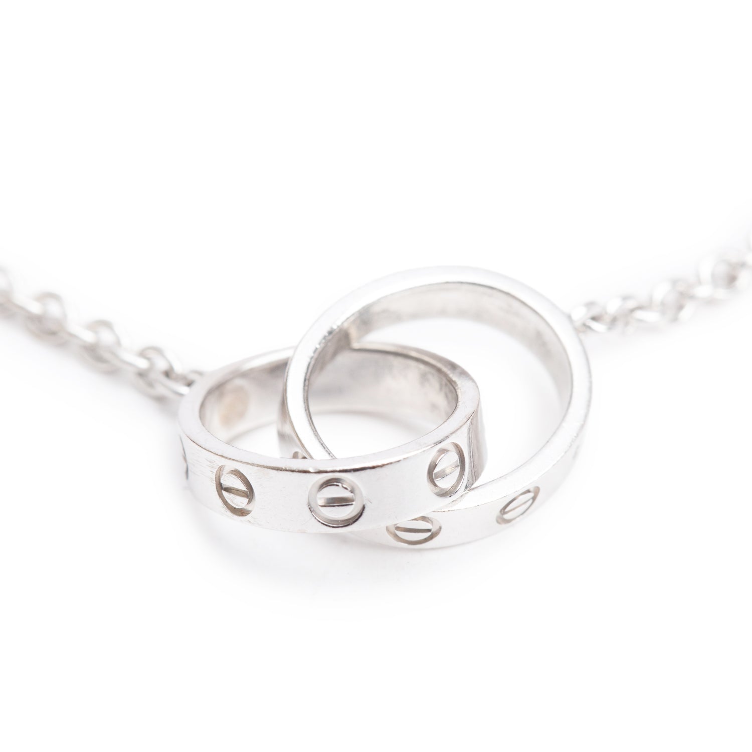 Cartier 18k White Gold Interlocking Love Bracelet w/ Receipt