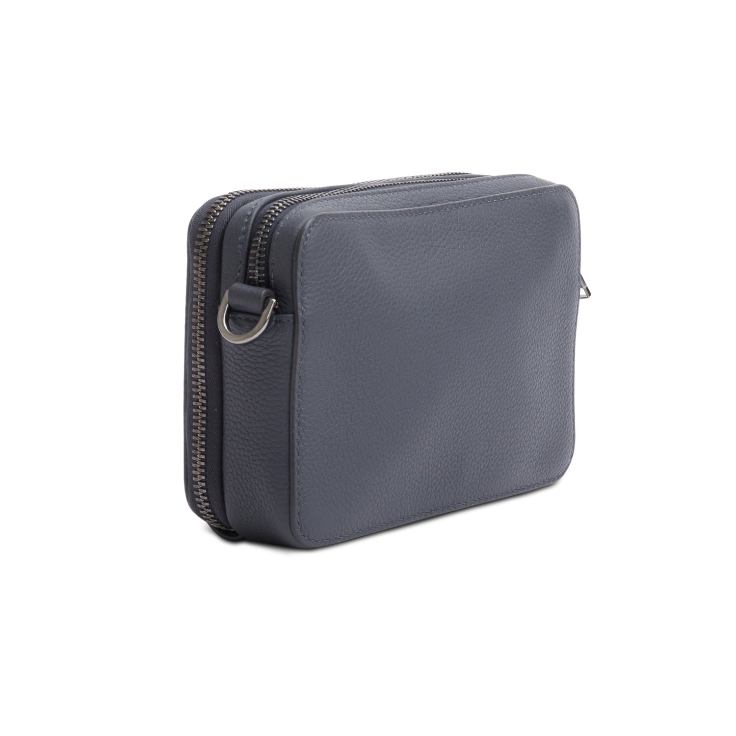 Christion Dior 2020 Grey Leather Double Zipped Pouch Crossbody w/ Strap
