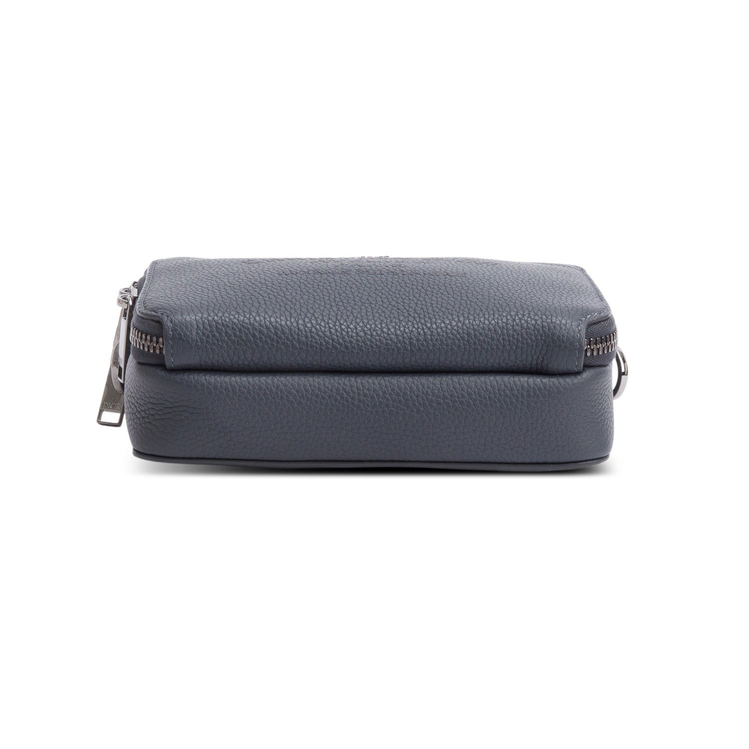 Christion Dior 2020 Grey Leather Double Zipped Pouch Crossbody w/ Strap